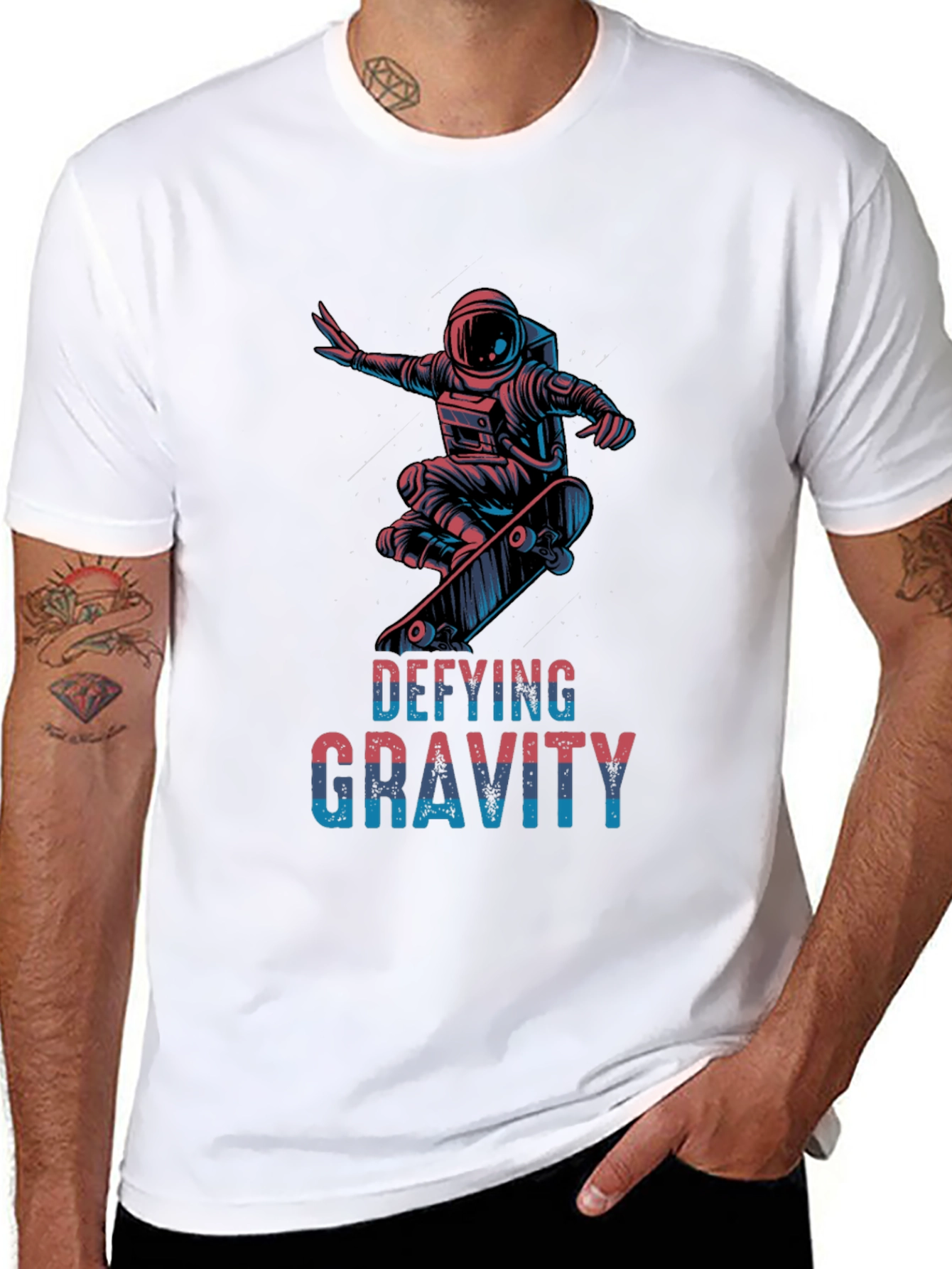Defying Gravity Skateboard Astronaut Black T-Shirt