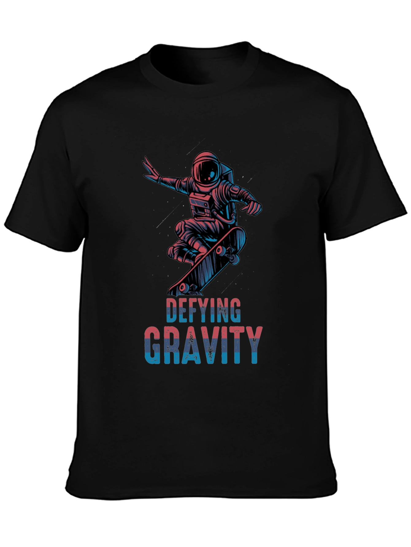 Defying Gravity Skateboard Astronaut Black T-Shirt