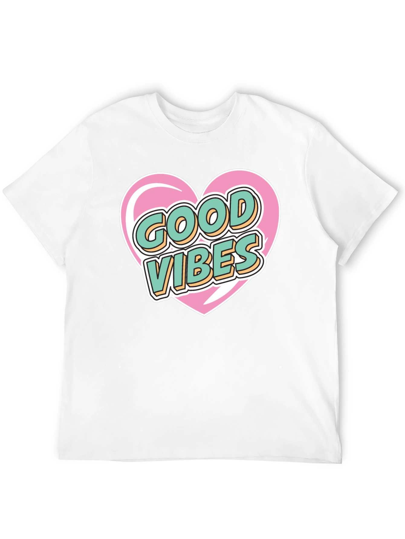 Good Vibes Heart Graphic Tee - Stylish Black T-Shirt