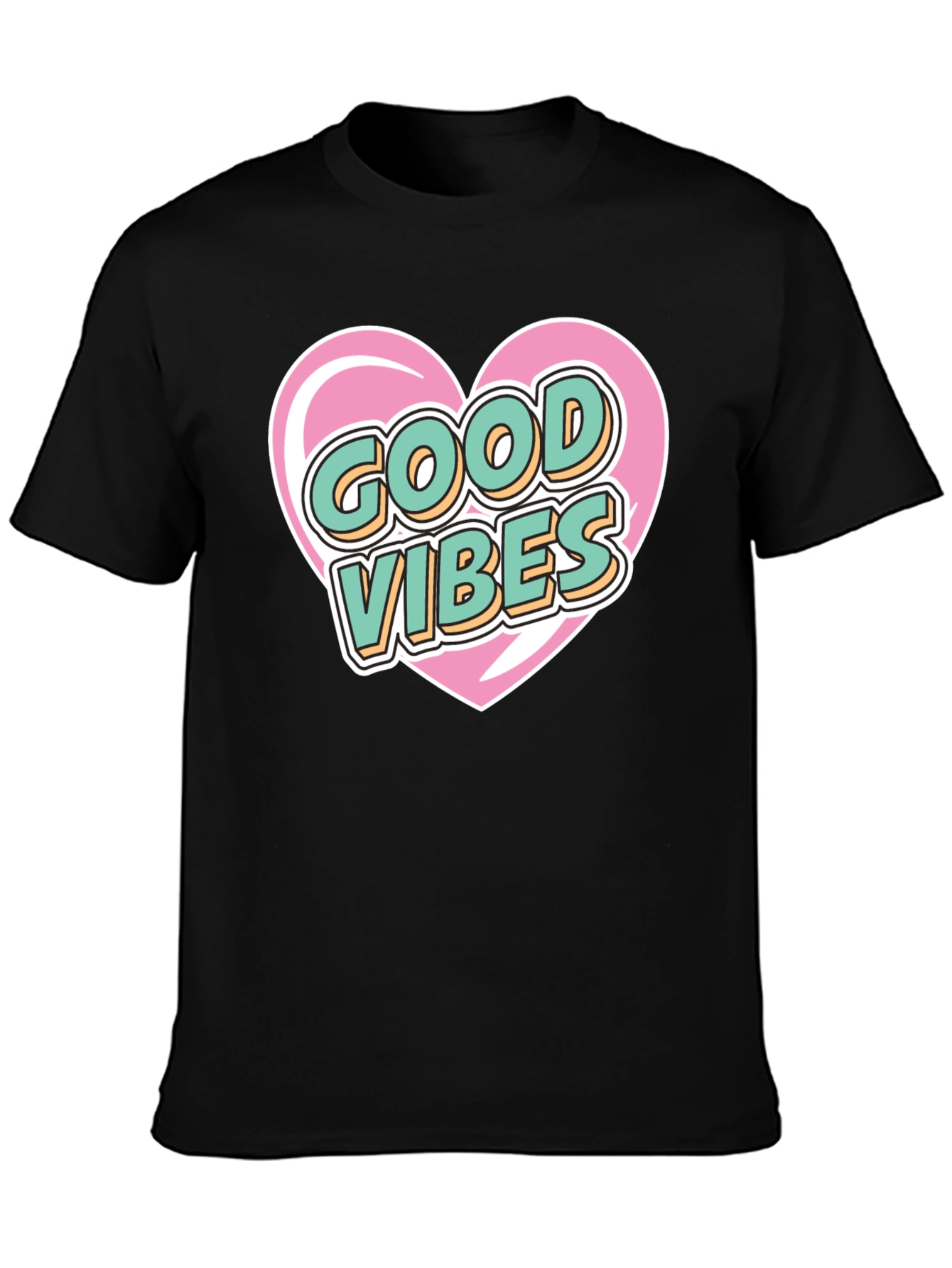 Good Vibes Heart Graphic Tee - Stylish Black T-Shirt