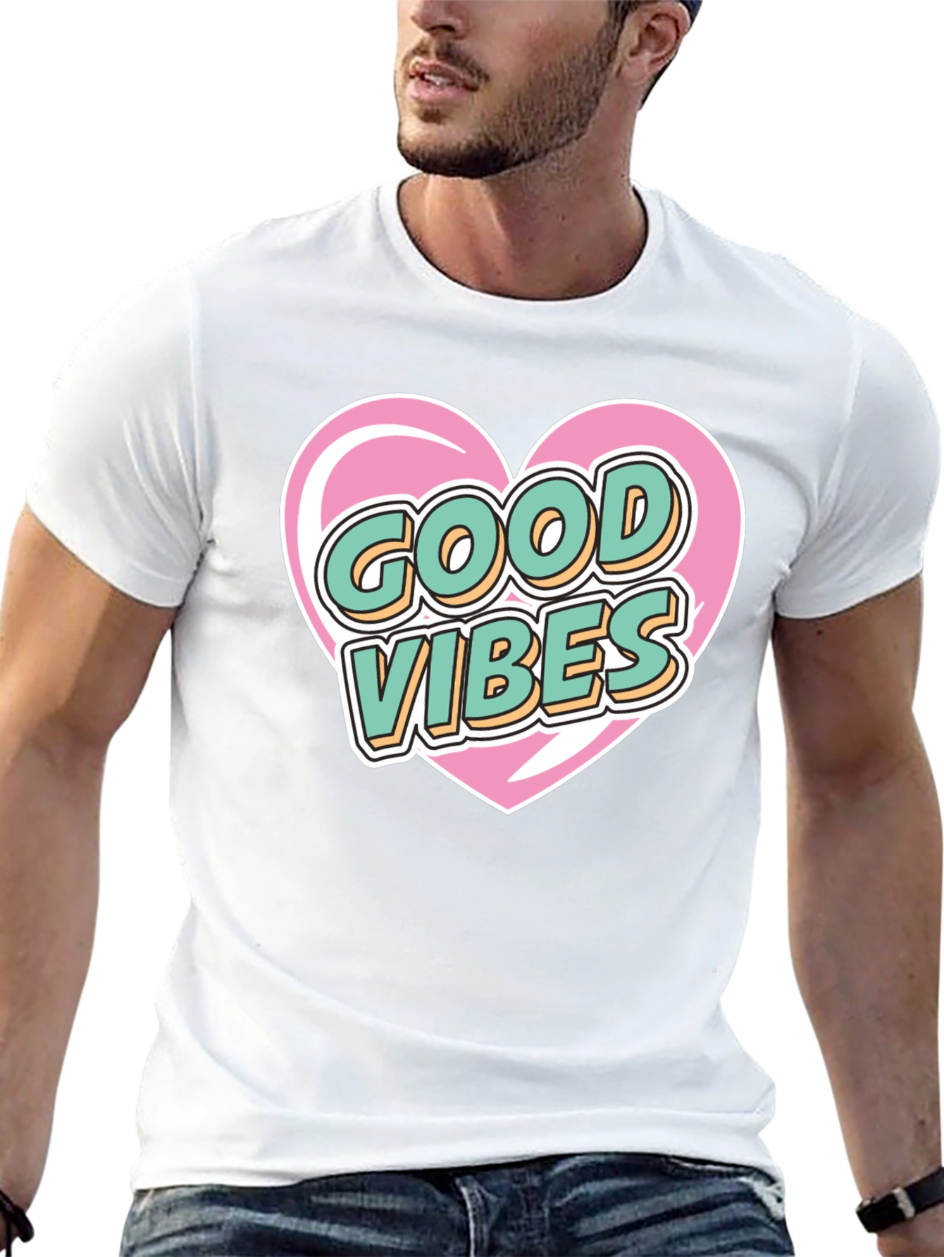 Good Vibes Heart Graphic Tee - Stylish Black T-Shirt