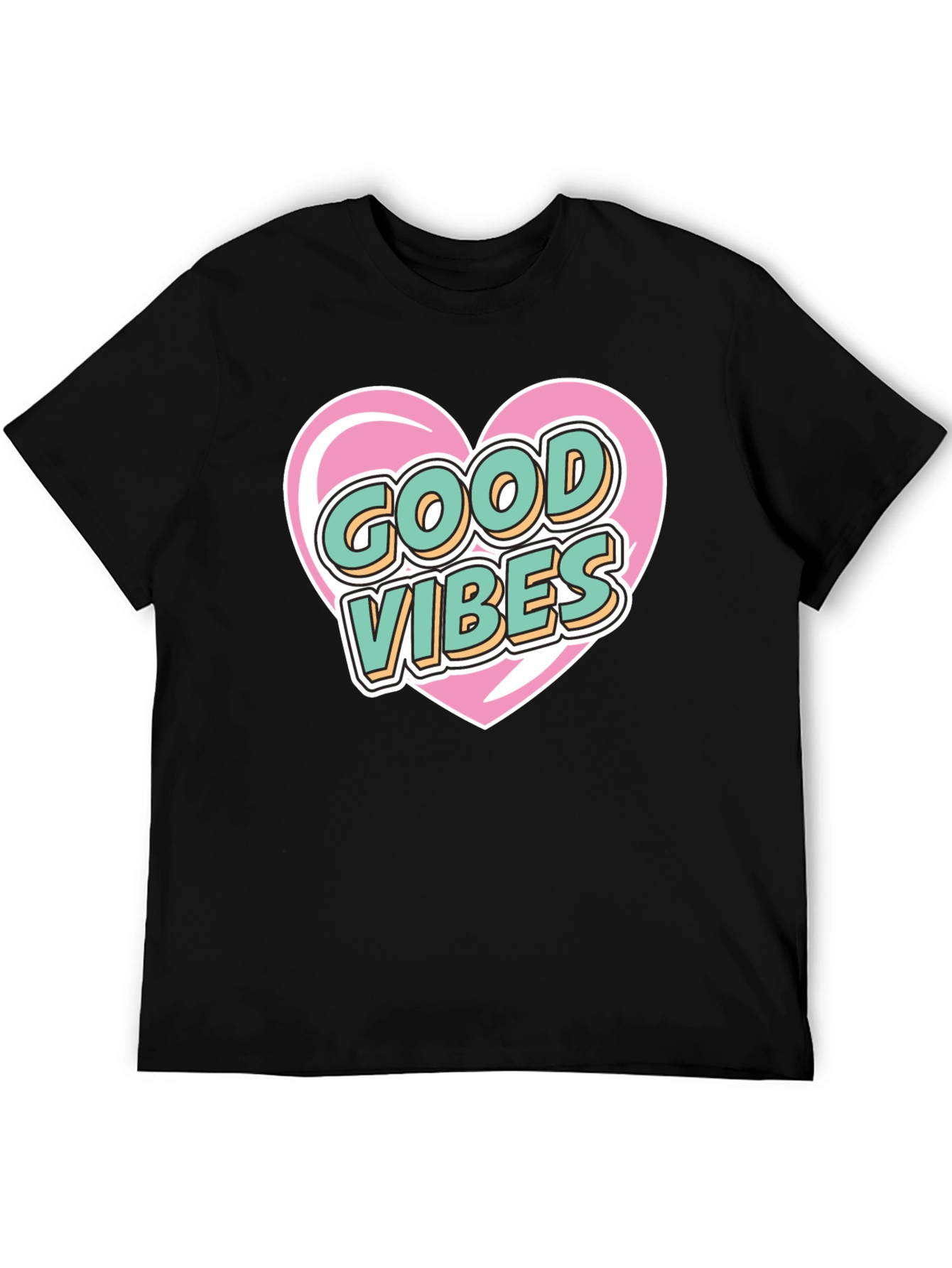 Good Vibes Heart Graphic Tee - Stylish Black T-Shirt