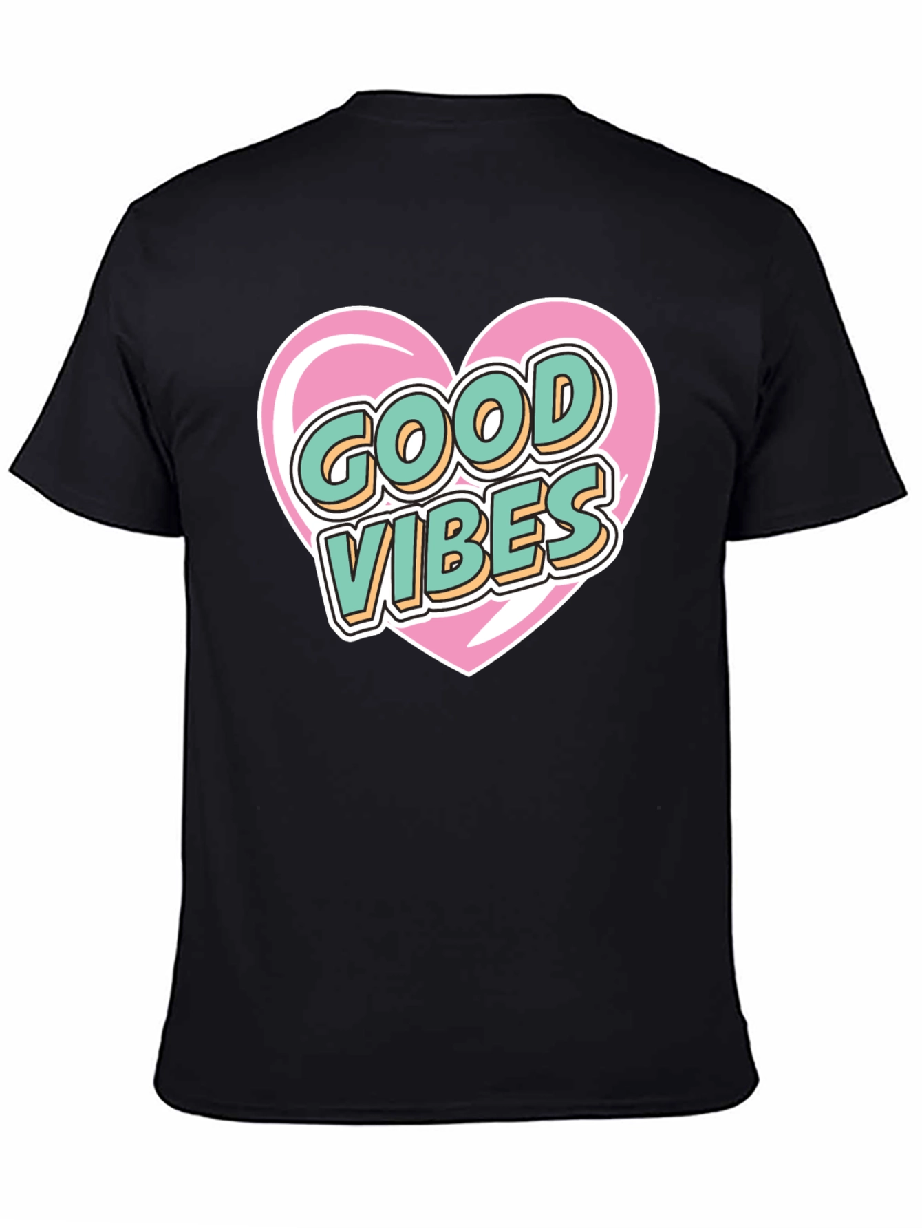 Good Vibes Heart Graphic Tee - Stylish Black T-Shirt