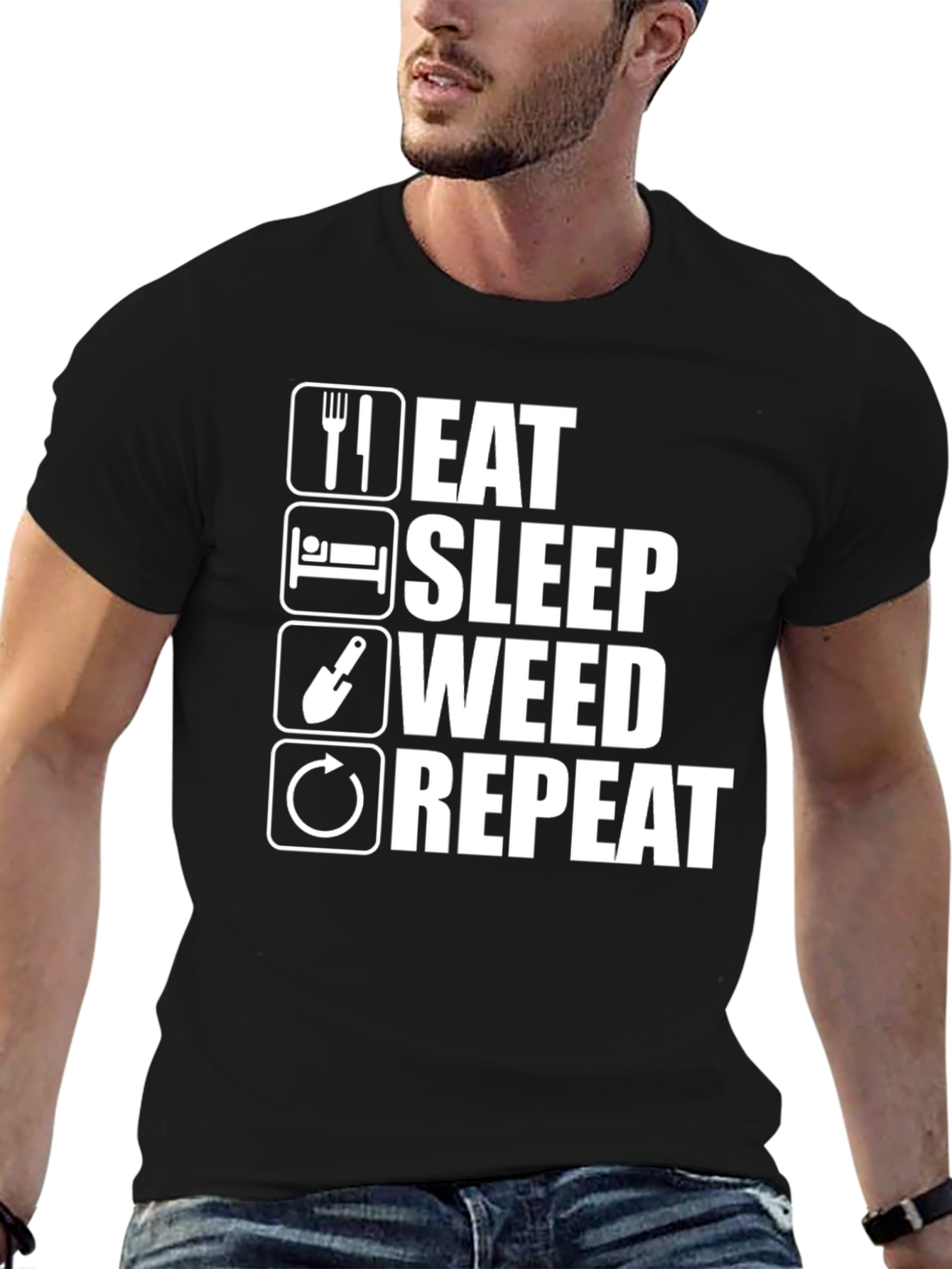 Eat Sleep Weed Repeat Funny T-Shirt