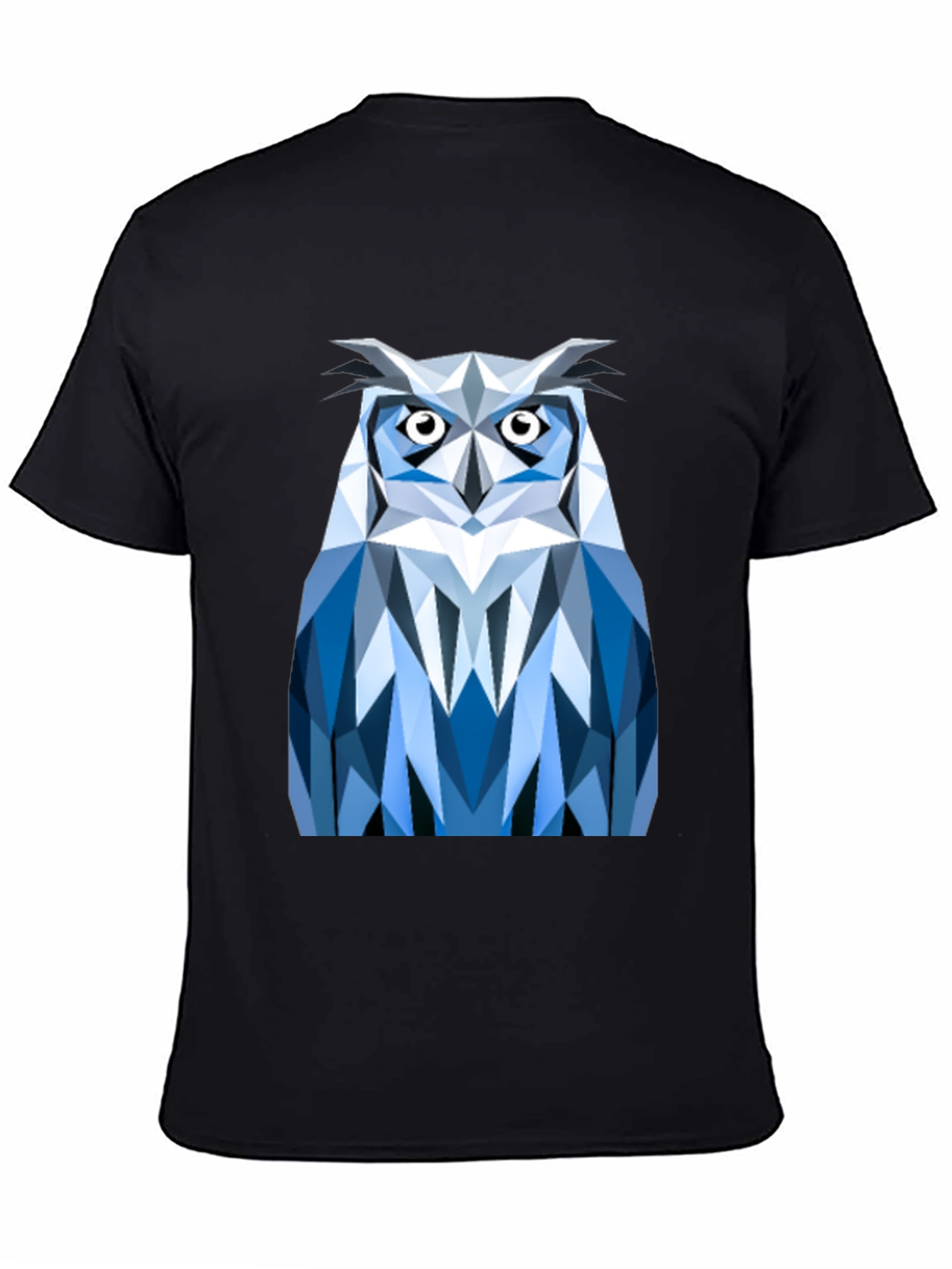 Geometric Owl Print Black T-Shirt