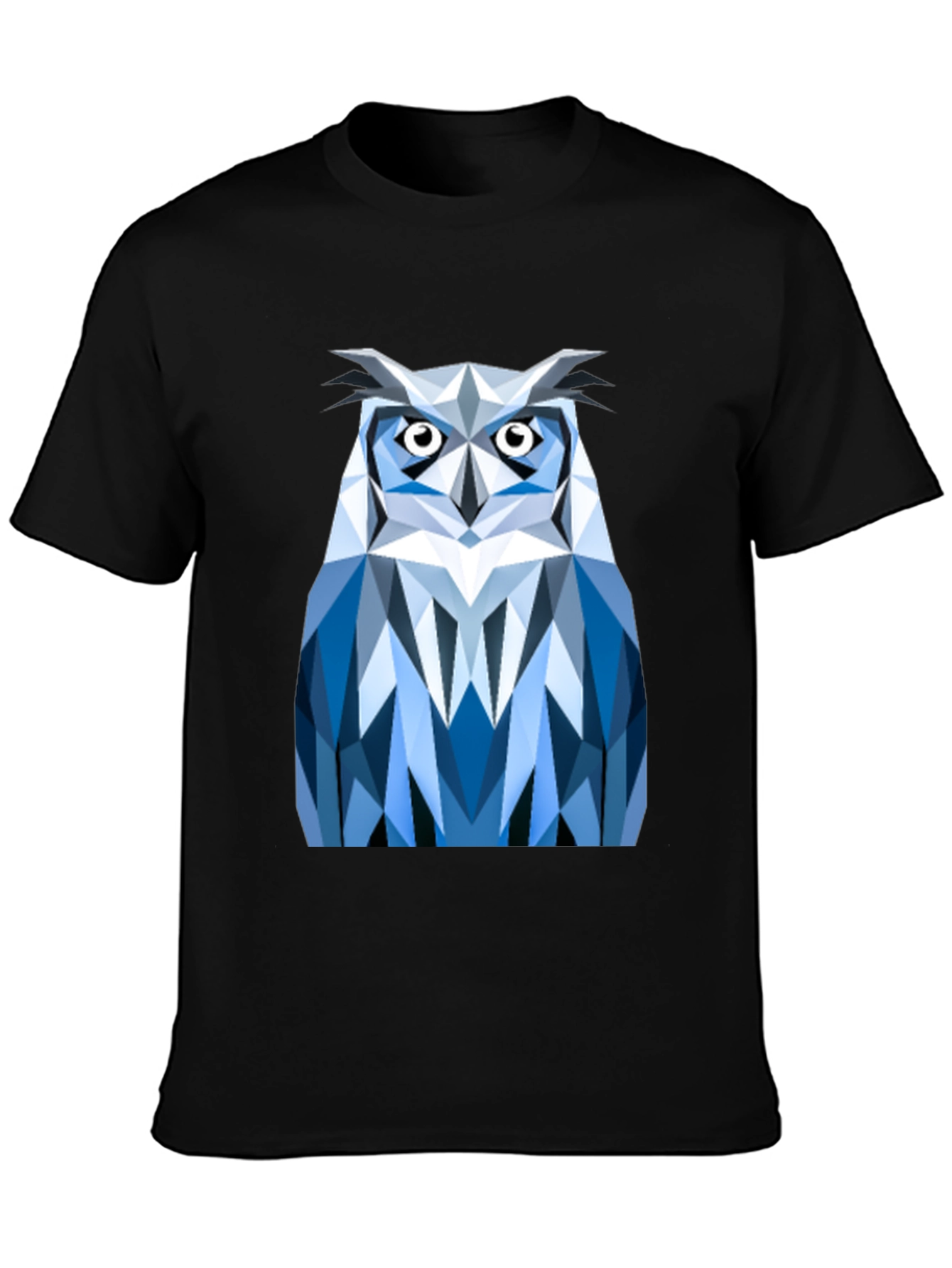 Geometric Owl Print Black T-Shirt
