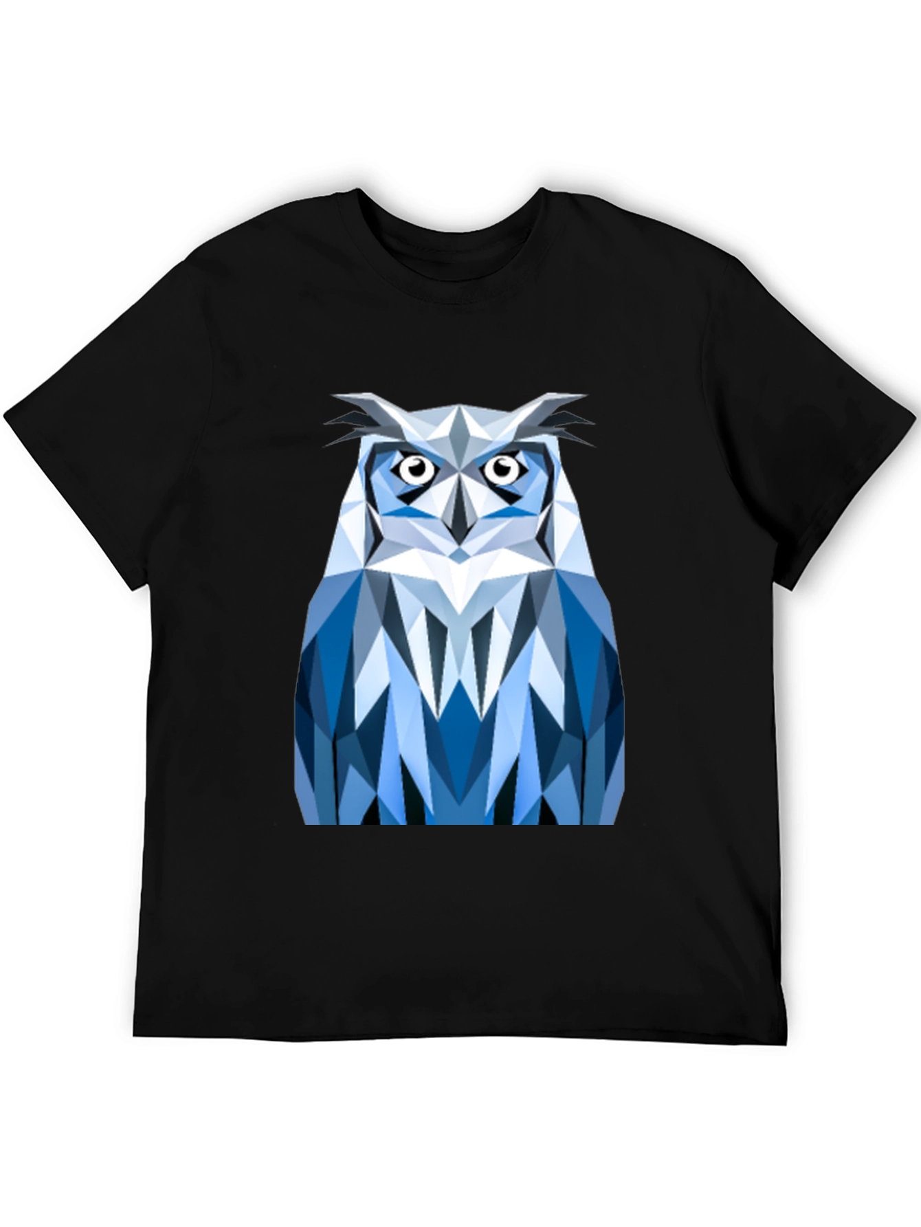 Geometric Owl Print Black T-Shirt