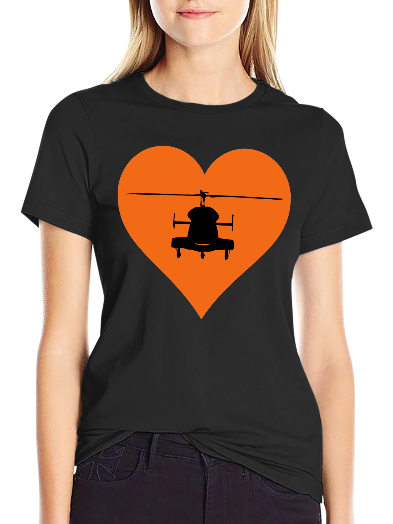 Helicopter Heart Graphic Tee - Black T-Shirt