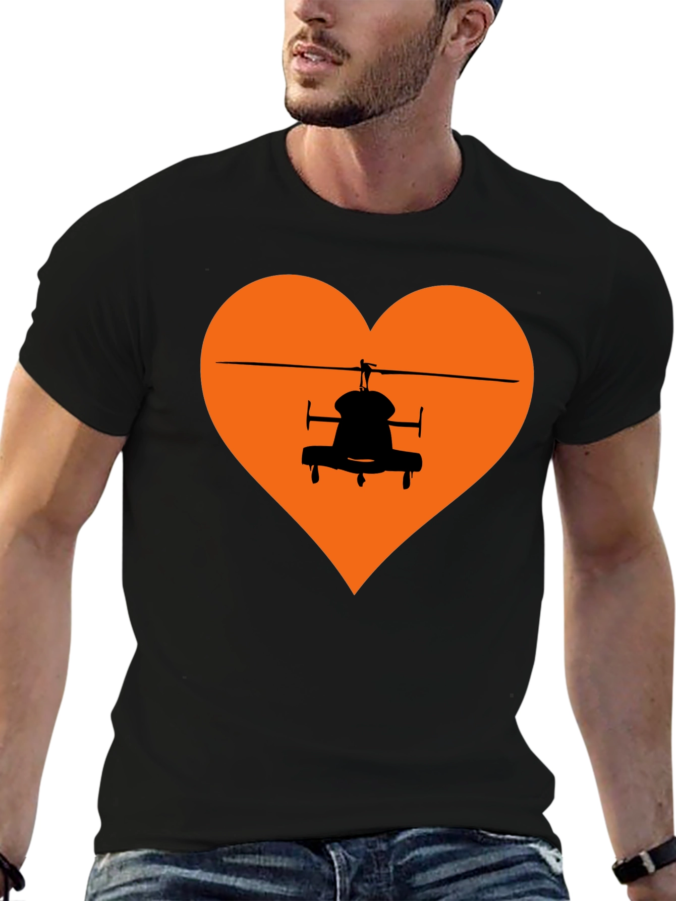 Helicopter Heart Graphic Tee - Black T-Shirt