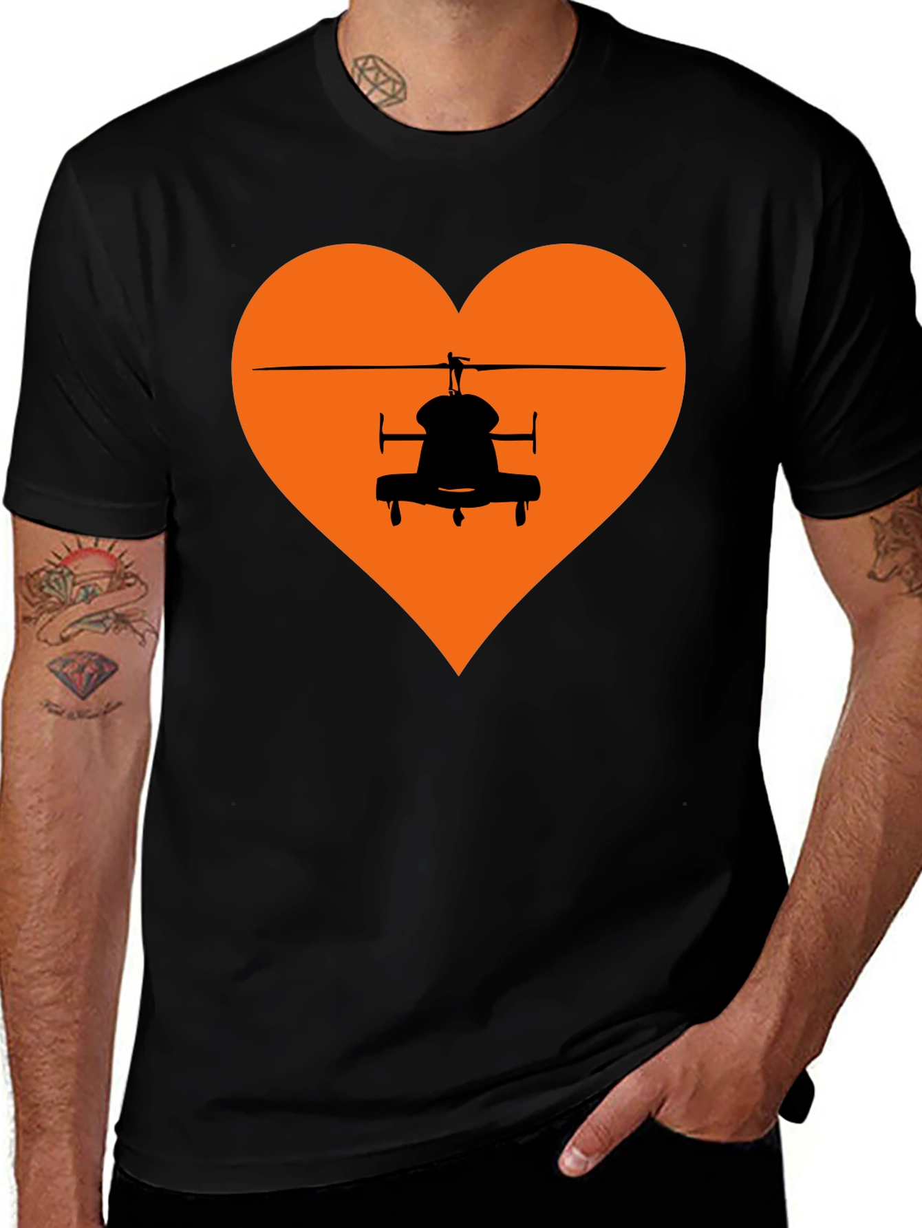 Helicopter Heart Graphic Tee - Black T-Shirt