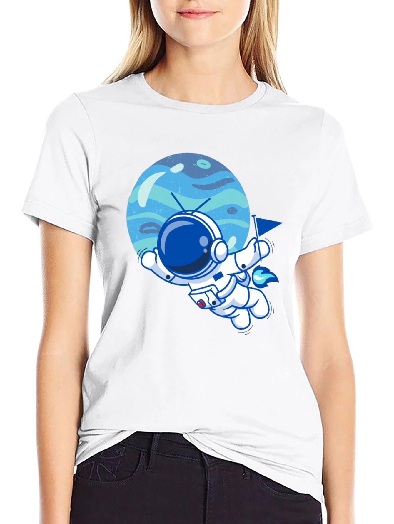 Astronaut & Planet Graphic Tee - Cool Space T-Shirt