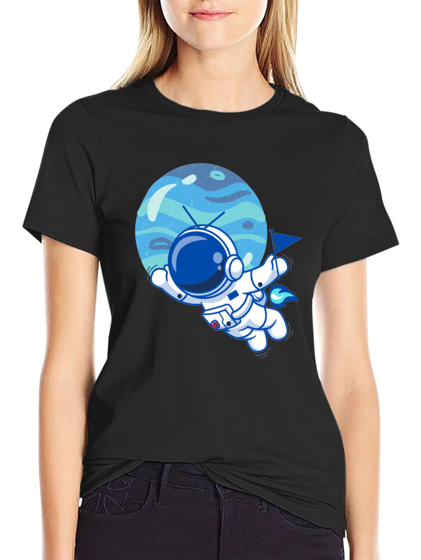 Astronaut & Planet Graphic Tee - Cool Space T-Shirt