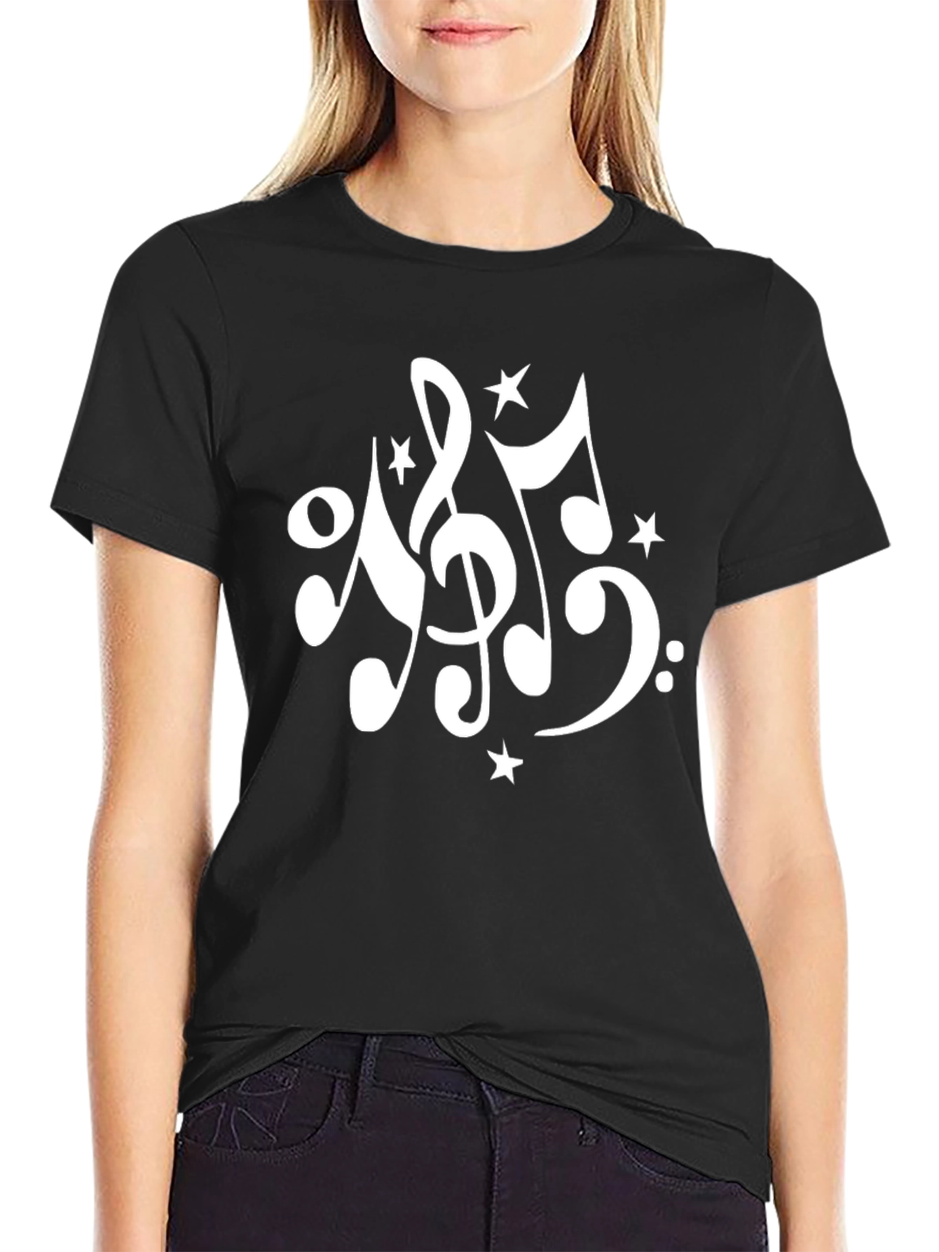 Music Notes T-Shirt - Black Casual Tee