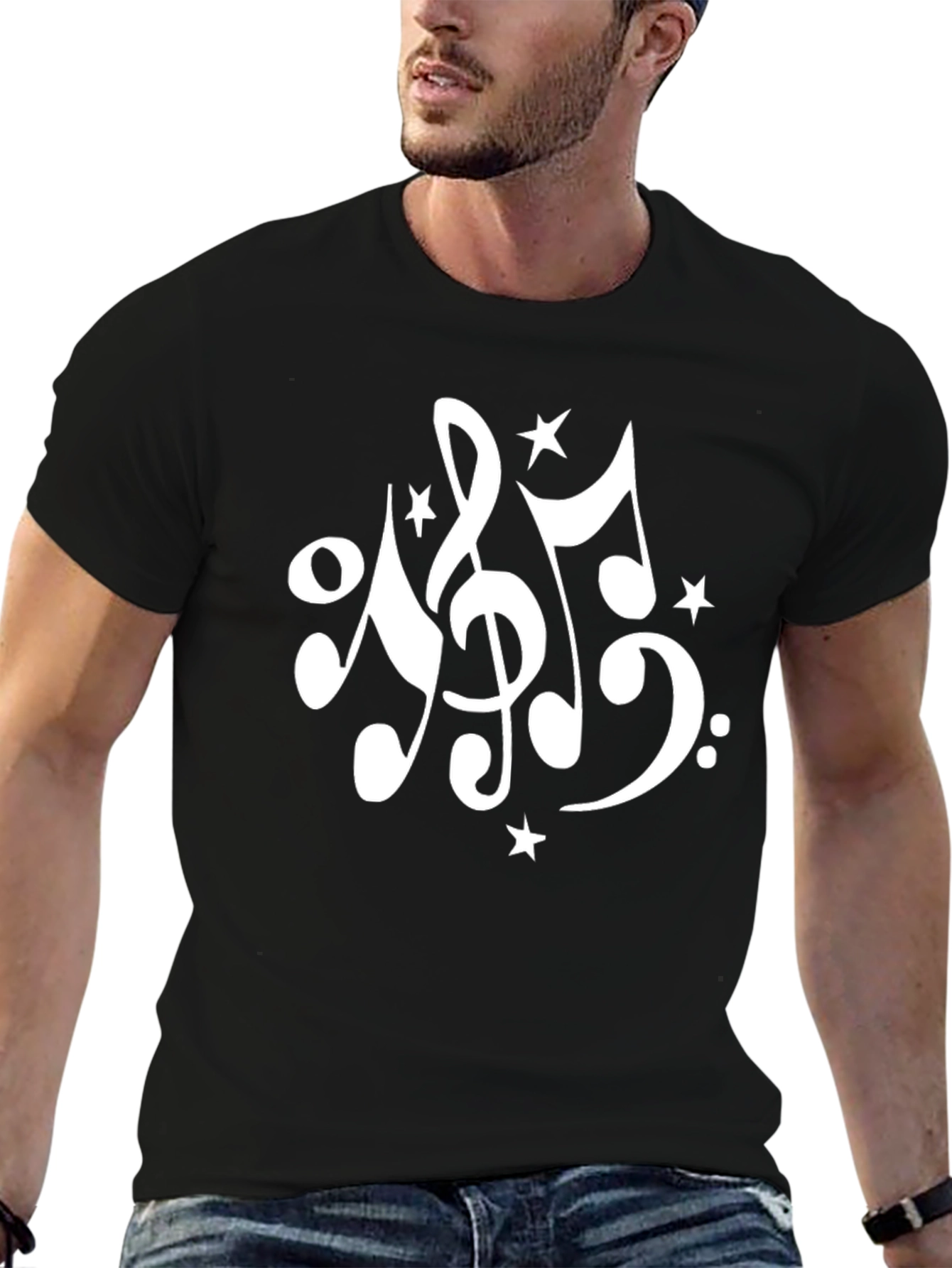 Music Notes T-Shirt - Black Casual Tee