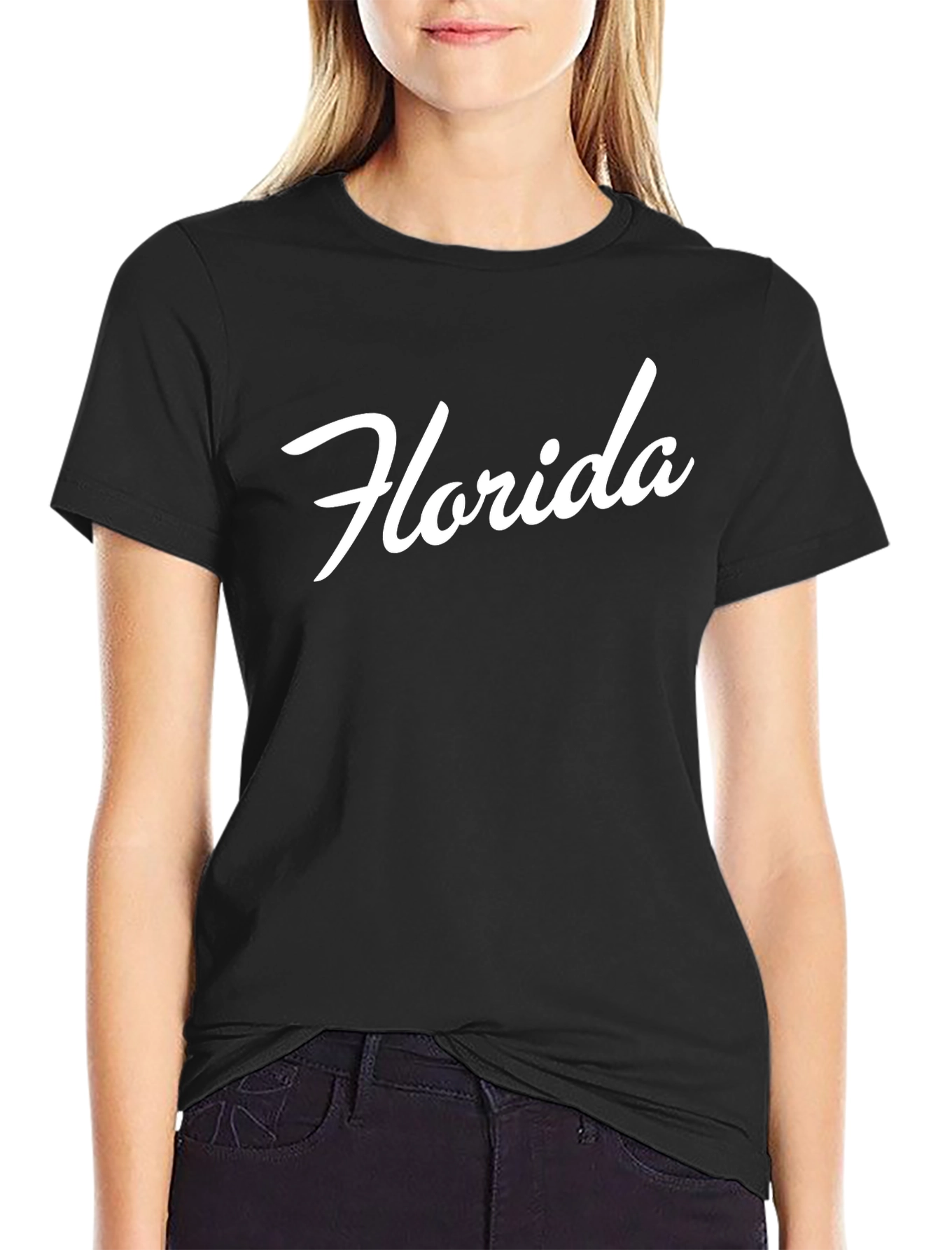 Florida Script Black Cotton T-Shirt