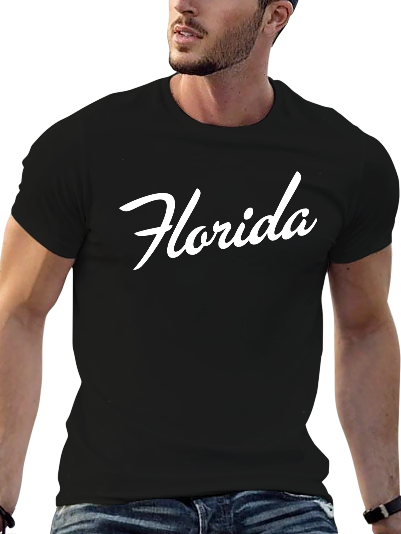Florida Script Black Cotton T-Shirt
