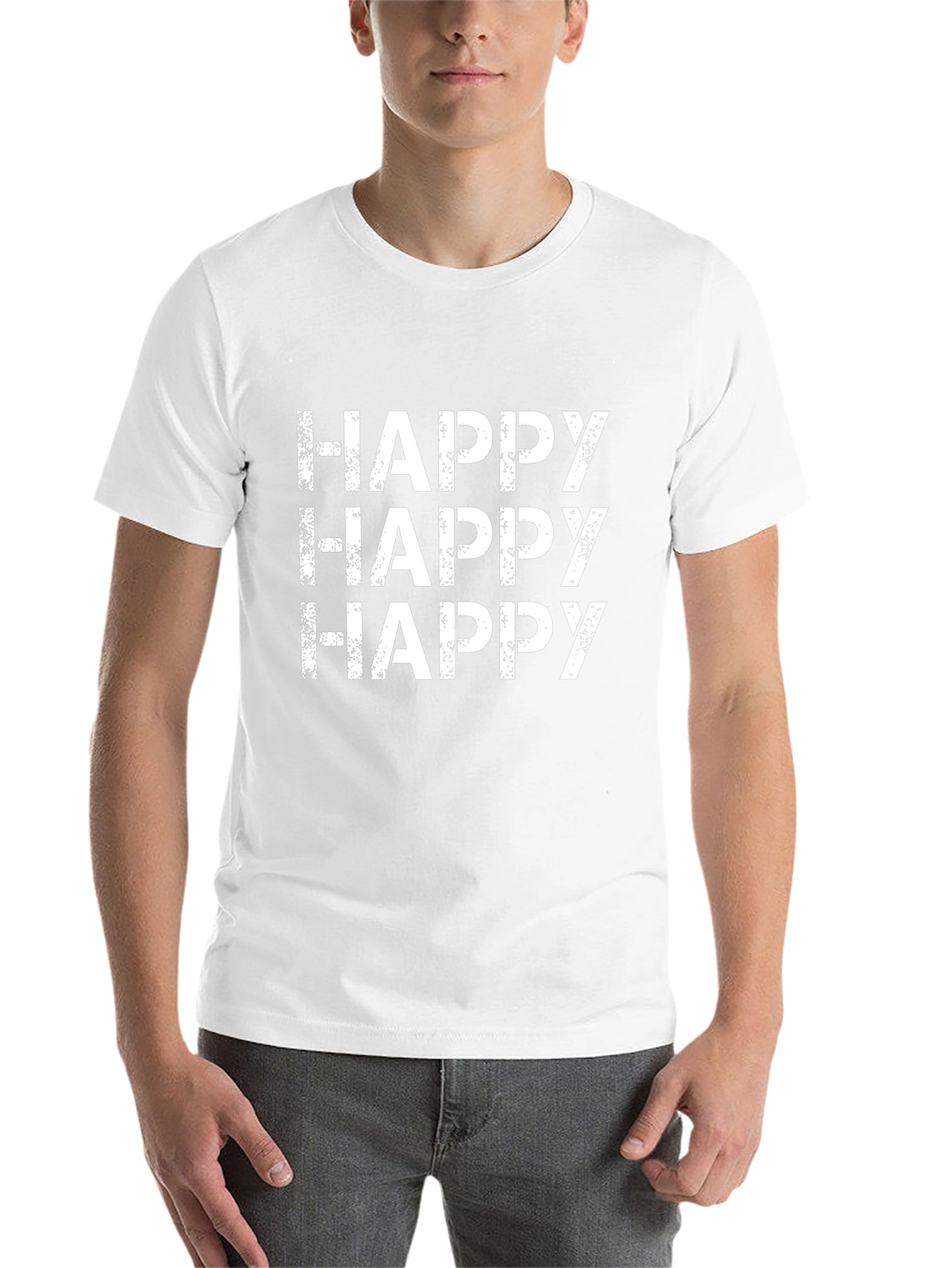 Happy Graphic Print Black Tee