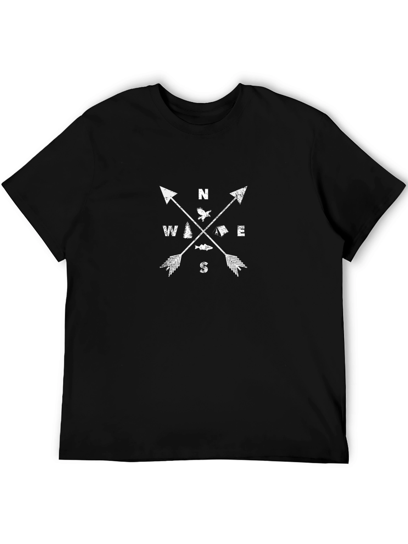 Adventure Compass Graphic Tee - Black Cotton Blend