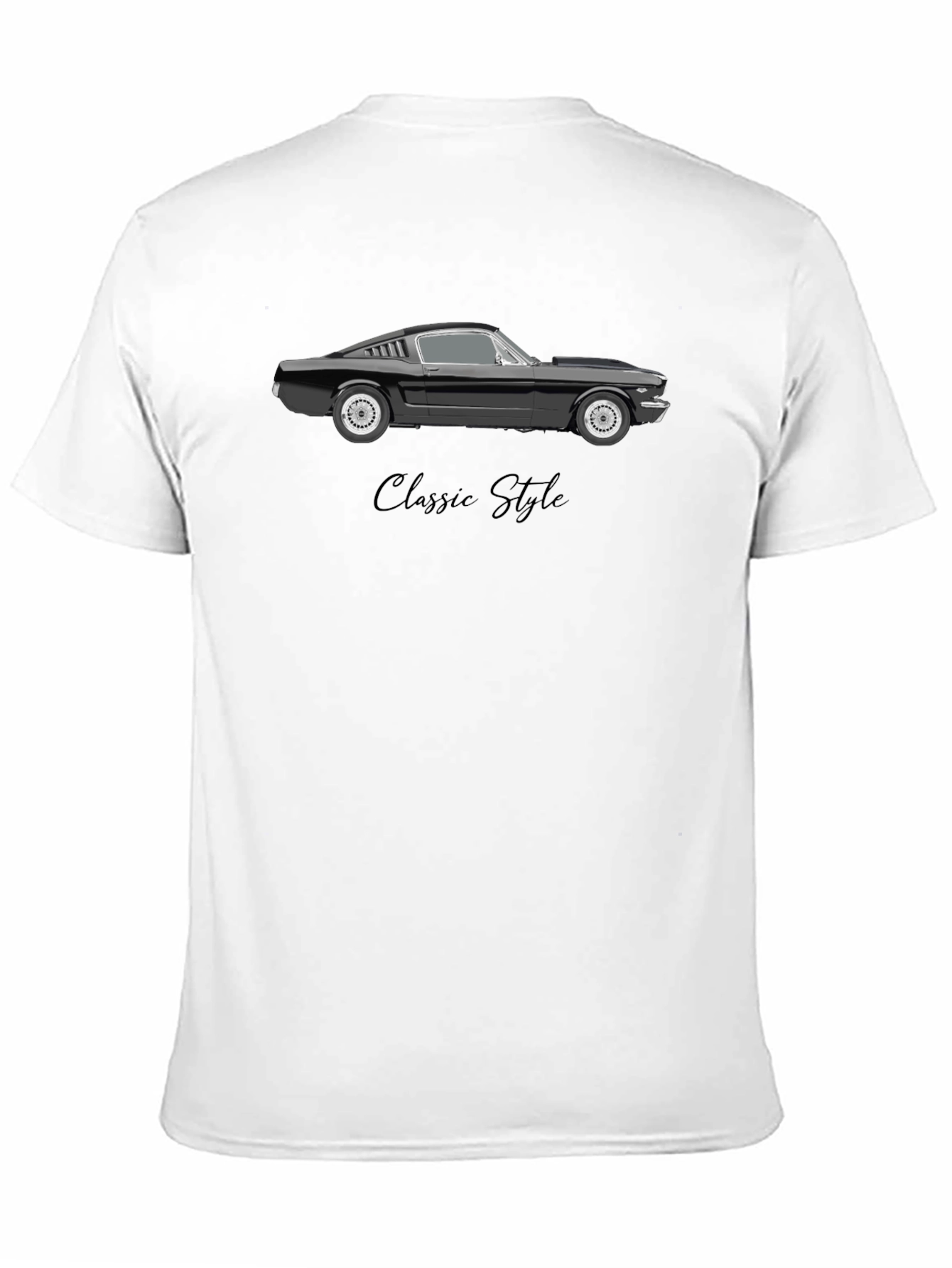 Classic Style Car Graphic Tee - Black Cotton Blend
