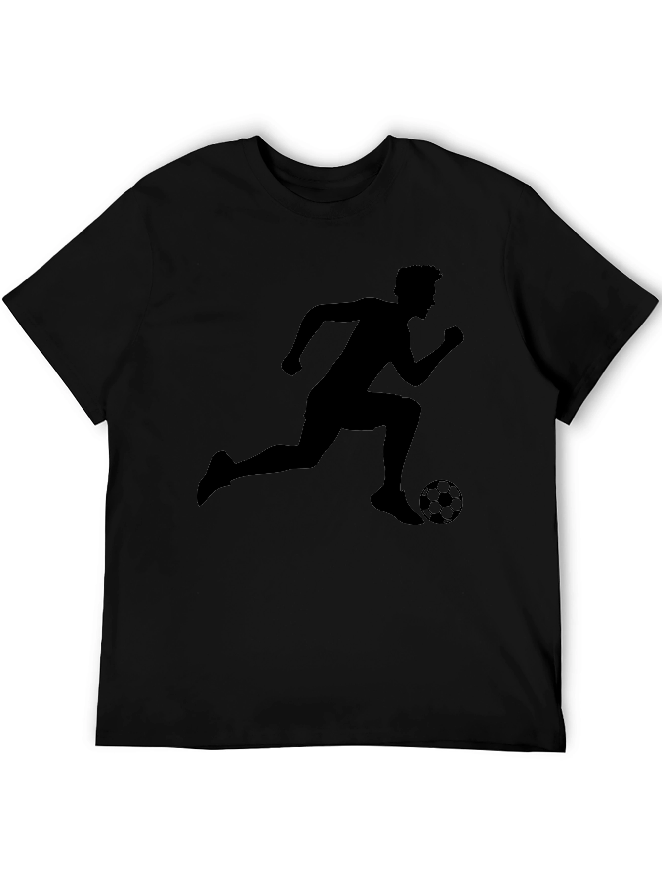 Soccer Player Graphic Tee - Black Cotton T-Shirt