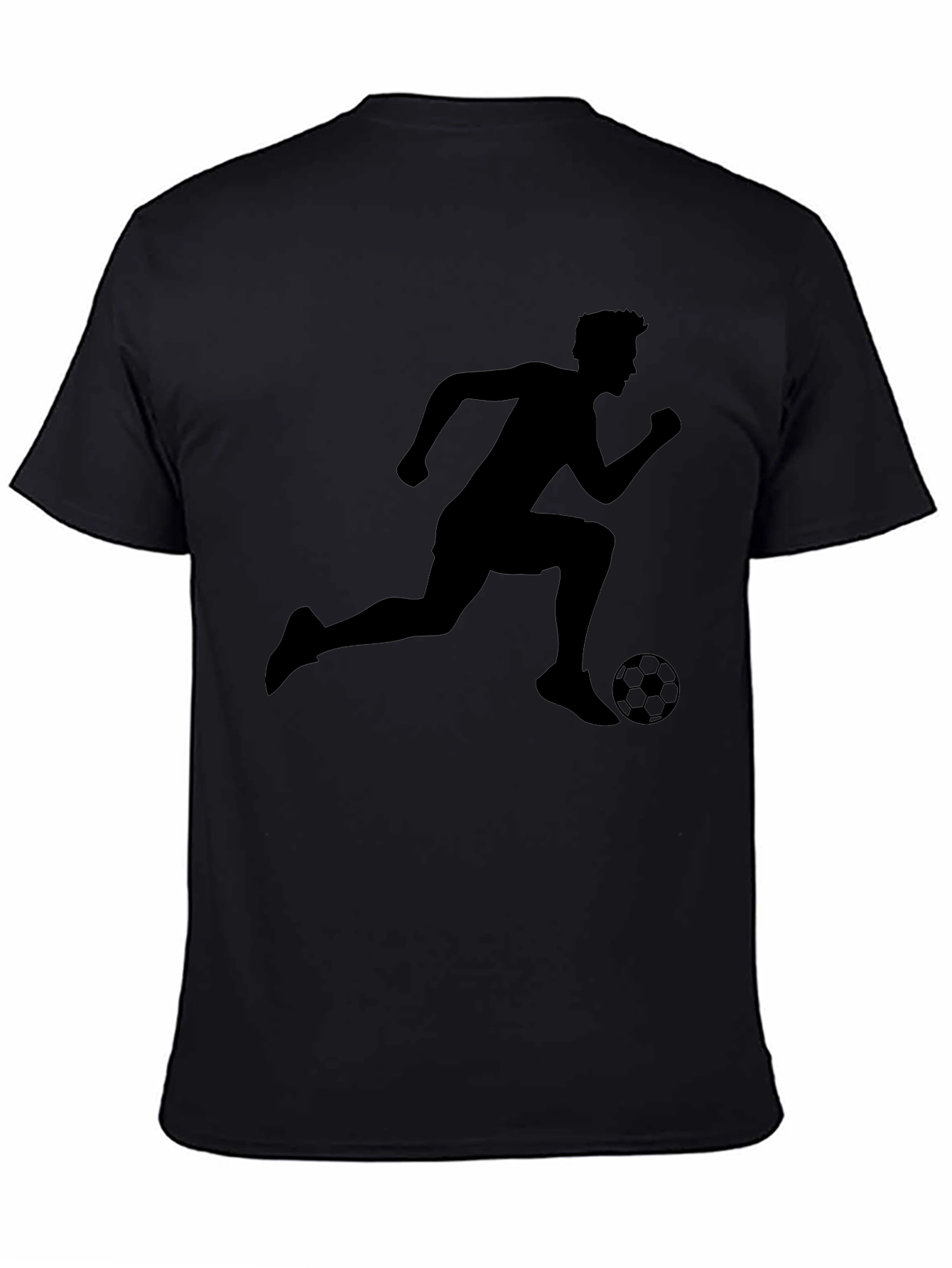 Soccer Player Graphic Tee - Black Cotton T-Shirt