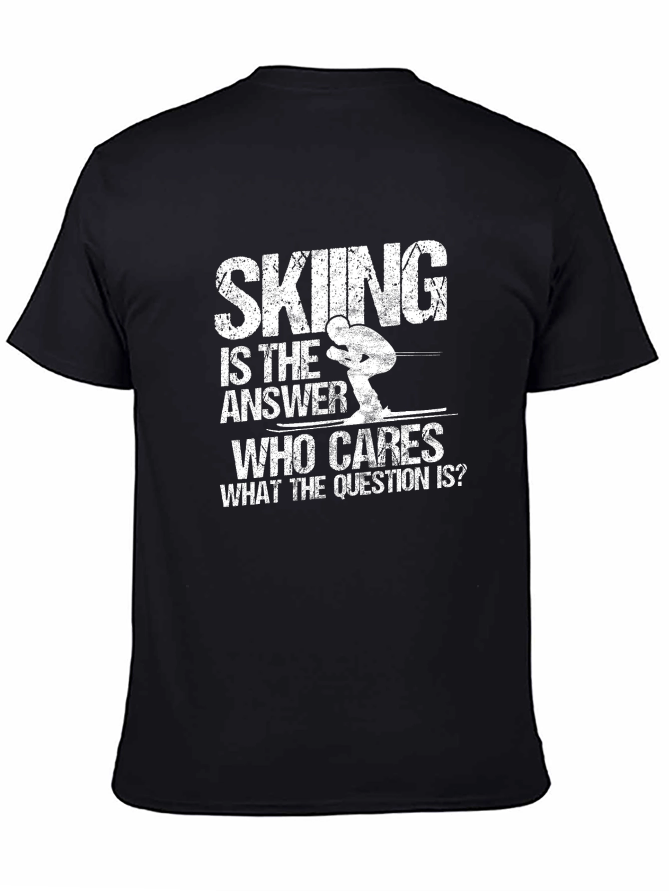 Skiing Is The Answer Mens Black Graphic Tee