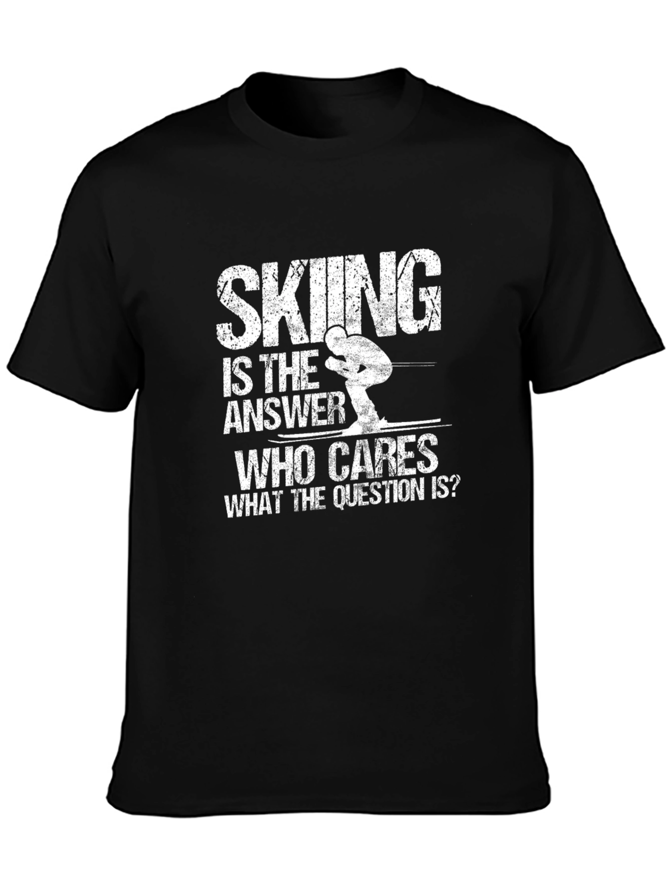 Skiing Is The Answer Mens Black Graphic Tee