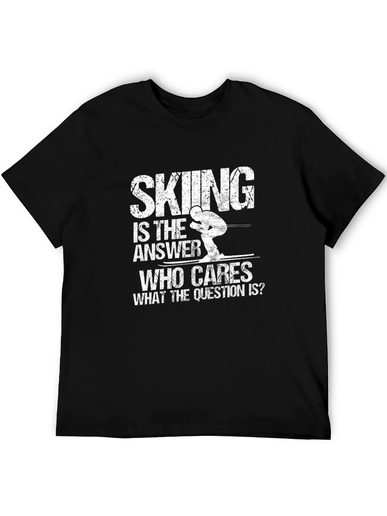 Skiing Is The Answer Mens Black Graphic Tee