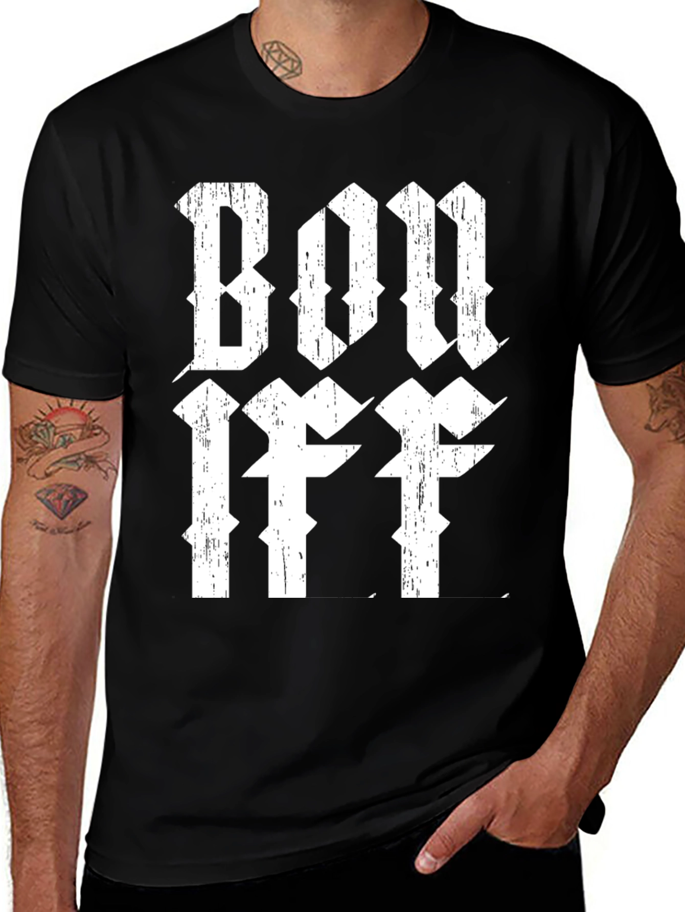 Bon Iff Distressed Graphic Black T-Shirt