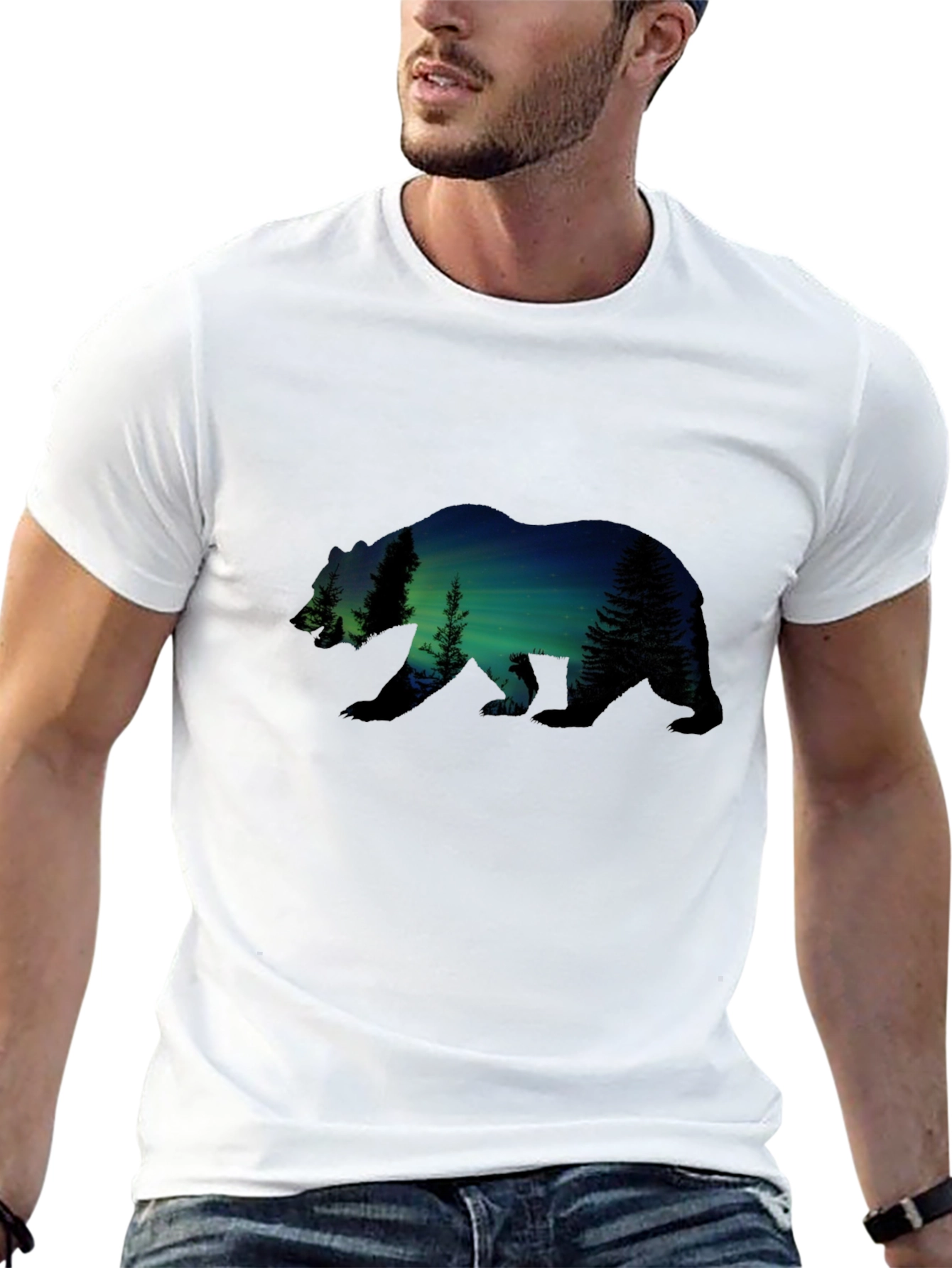 Nature Bear Graphic Tee - Black Cotton Comfort