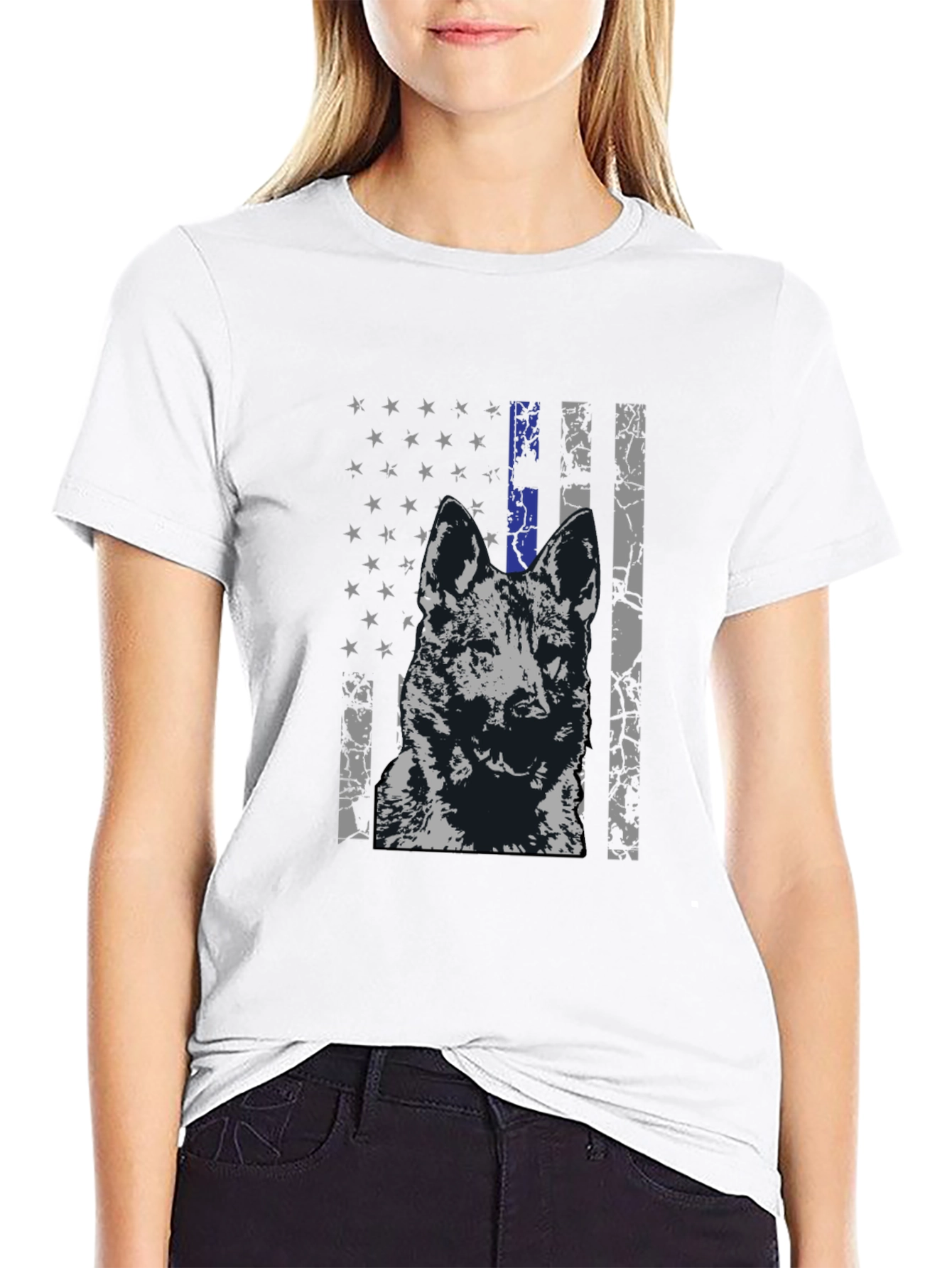 K9 Thin Blue Line Flag Graphic Tee