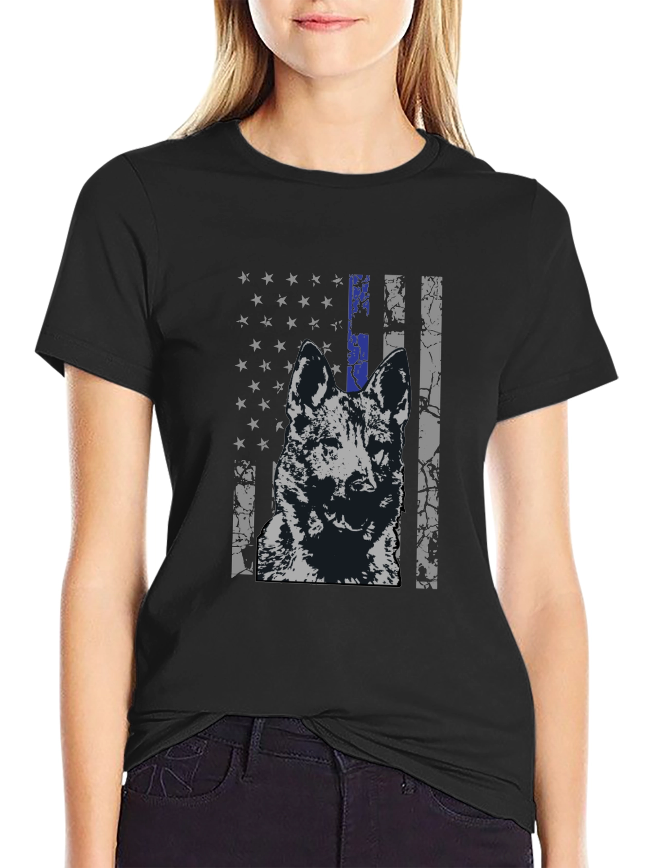 K9 Thin Blue Line Flag Graphic Tee