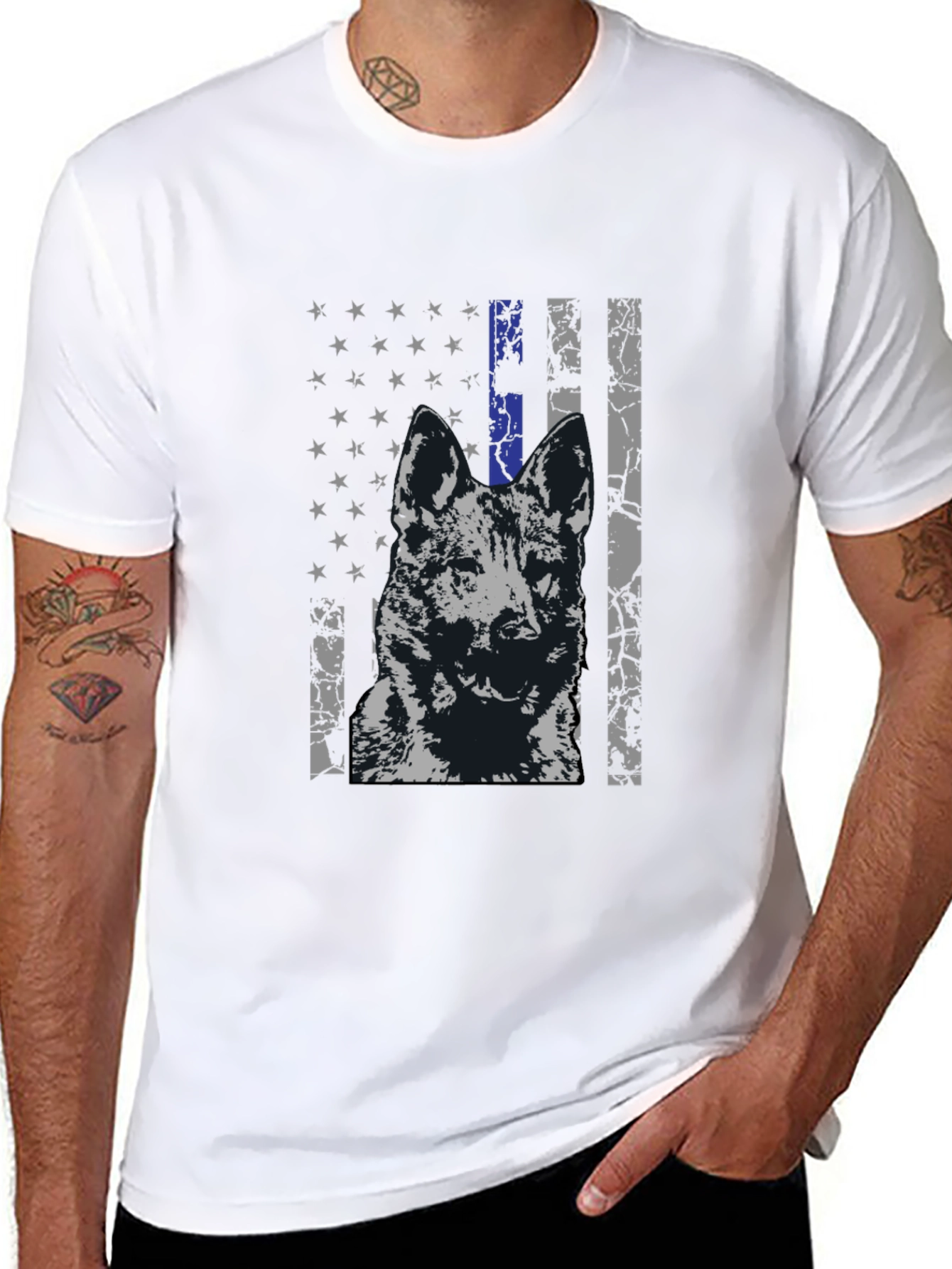 K9 Thin Blue Line Flag Graphic Tee