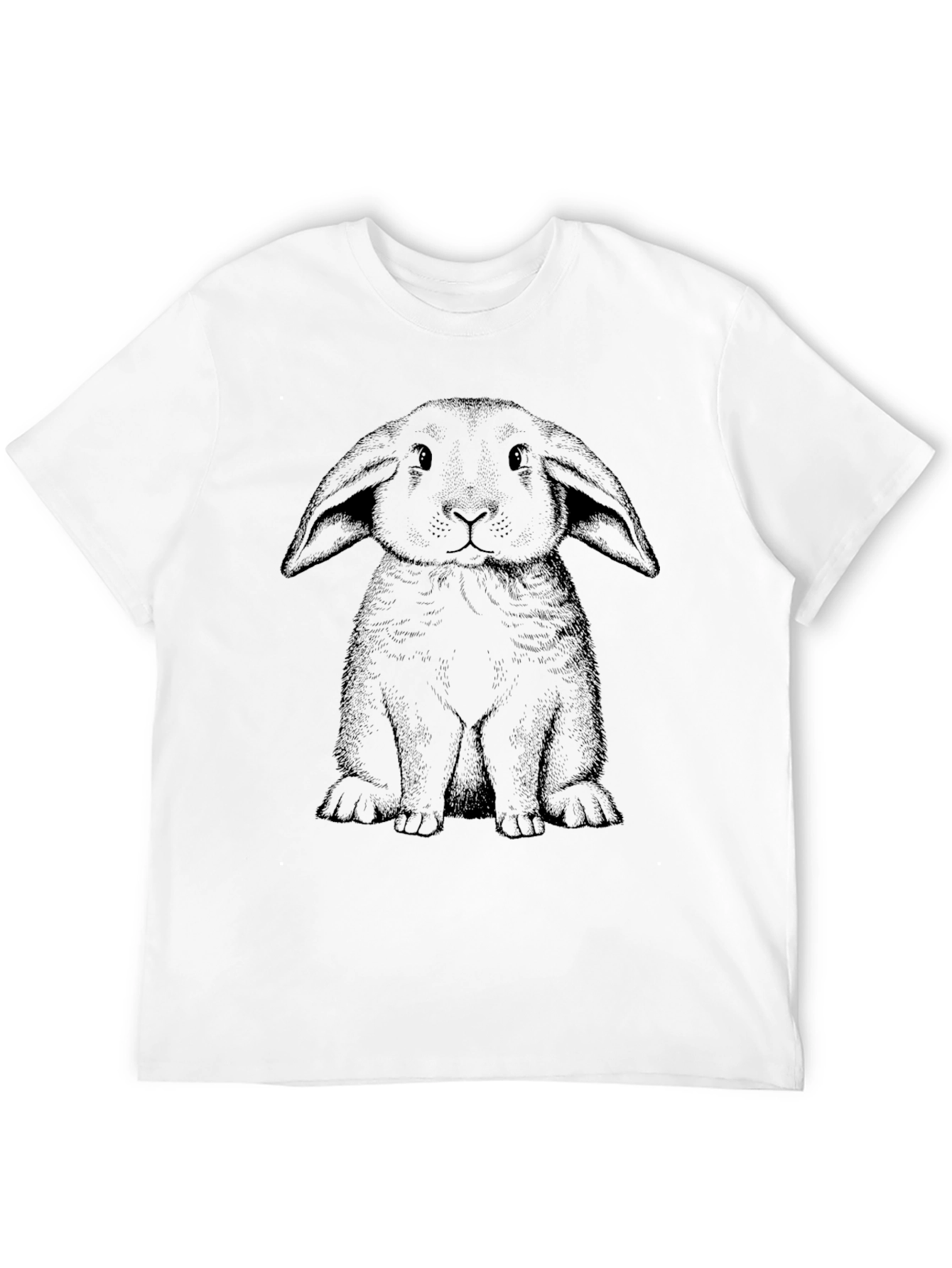 Black T-Shirt with Bunny Graphic