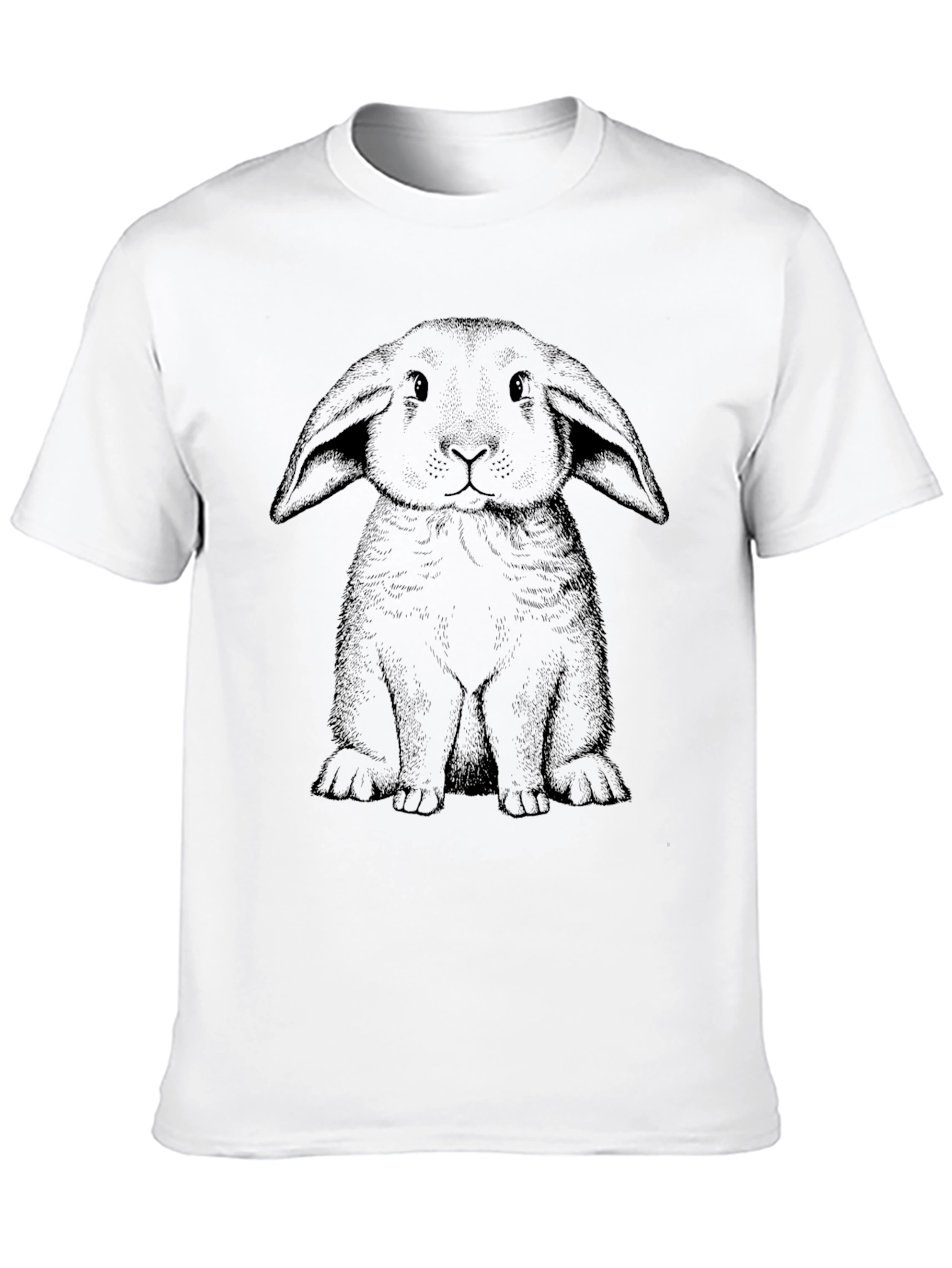 Black T-Shirt with Bunny Graphic