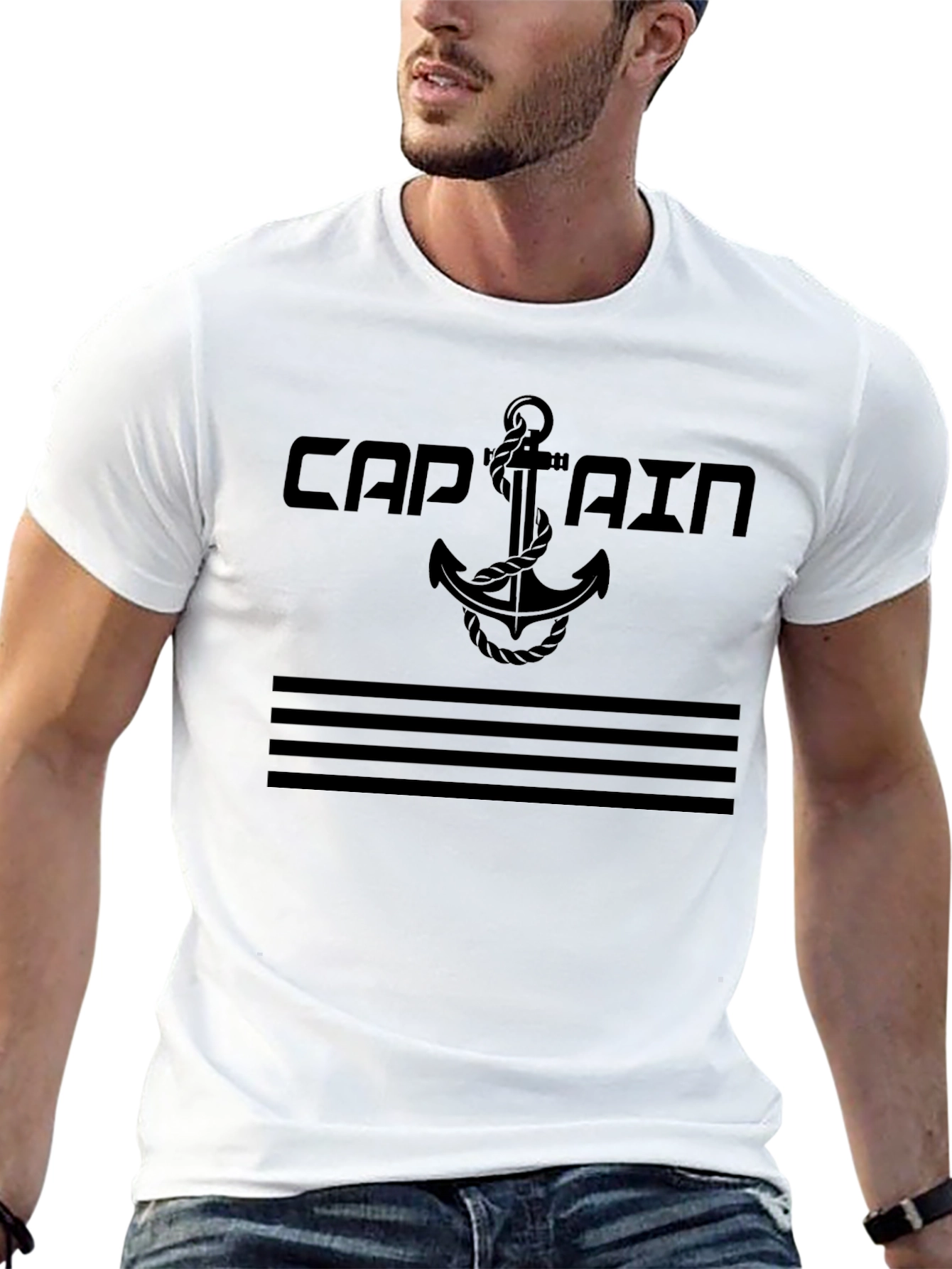 Captain Anchor Graphic T-Shirt - Solid Black Tee