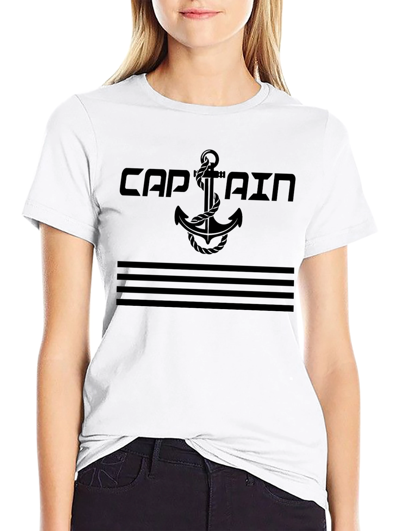 Captain Anchor Graphic T-Shirt - Solid Black Tee