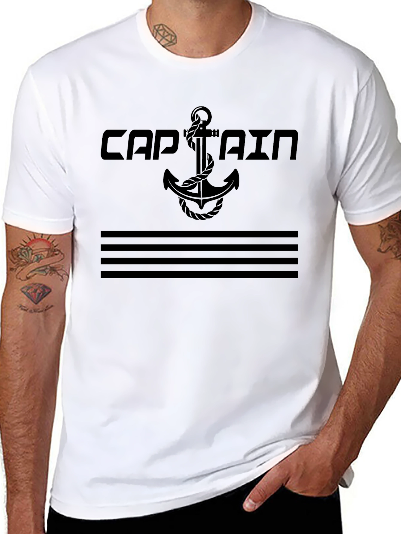 Captain Anchor Graphic T-Shirt - Solid Black Tee