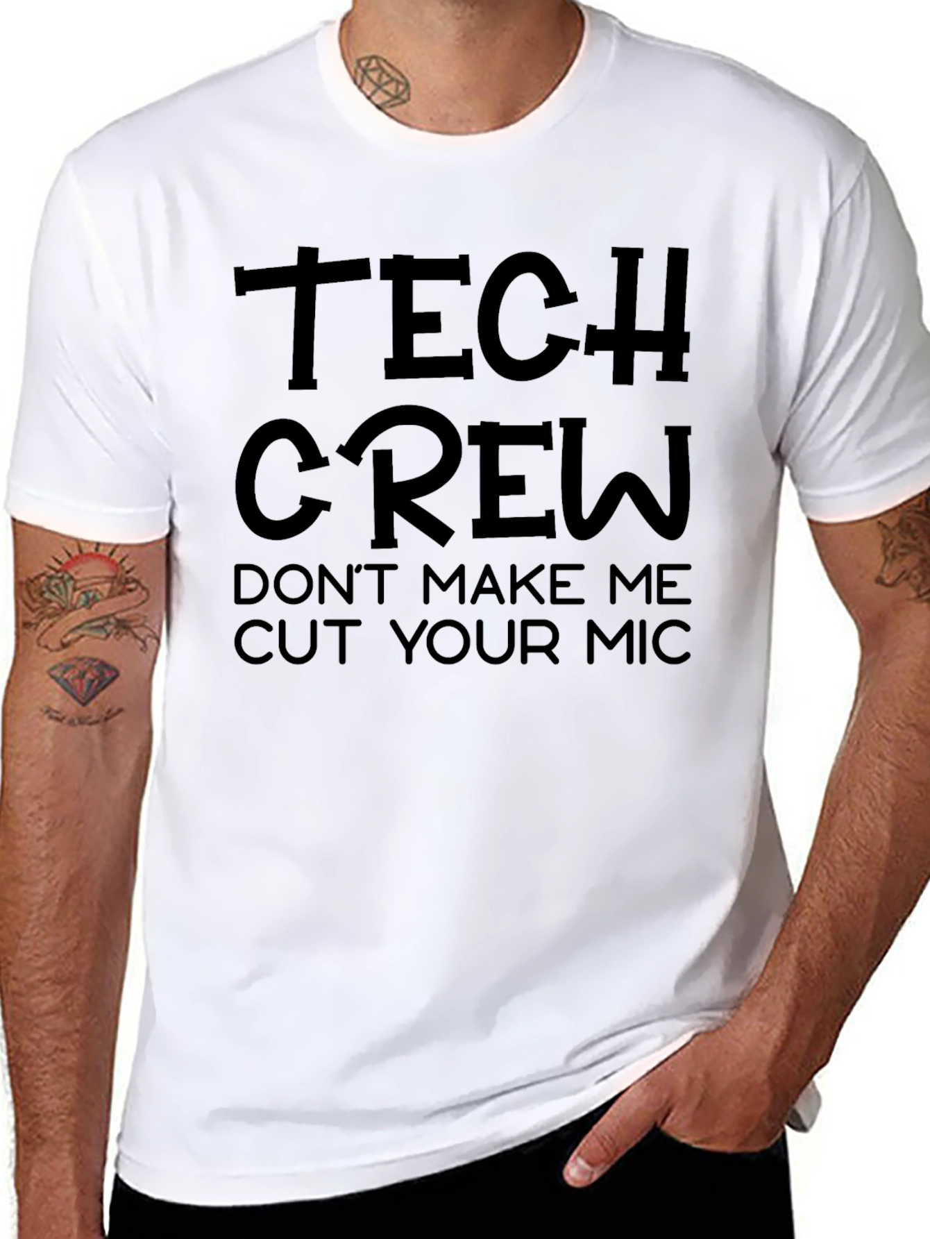 Tech Crew Cut Your Mic Black Graphic T-Shirt