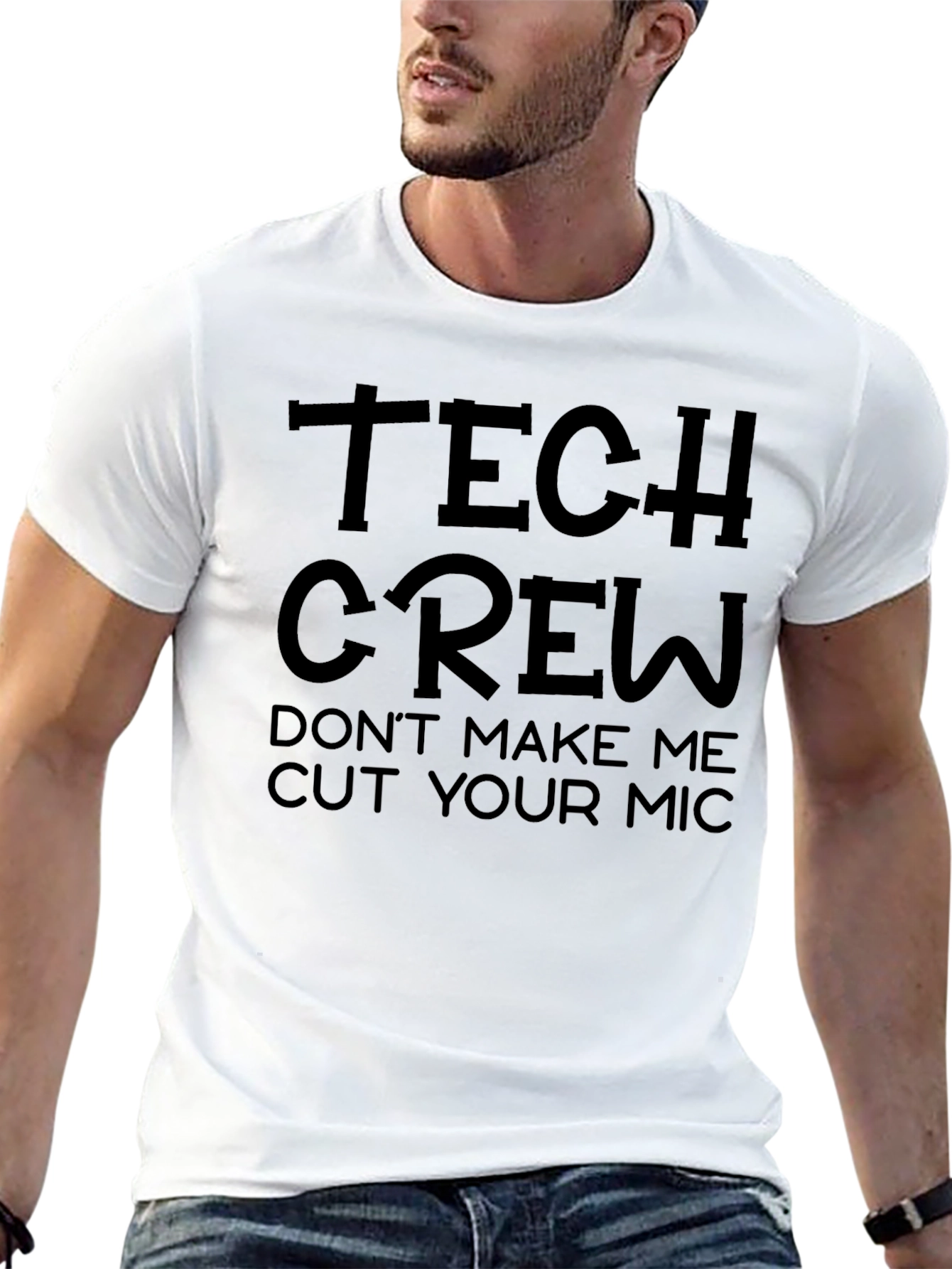 Tech Crew Cut Your Mic Black Graphic T-Shirt