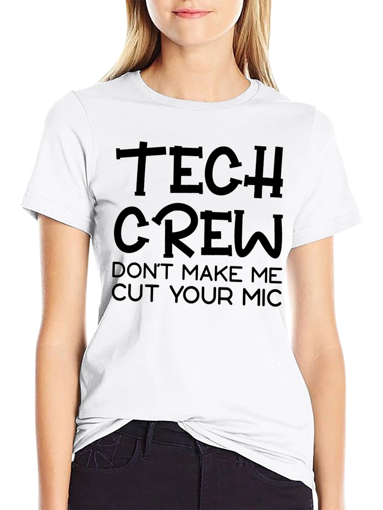 Tech Crew Cut Your Mic Black Graphic T-Shirt