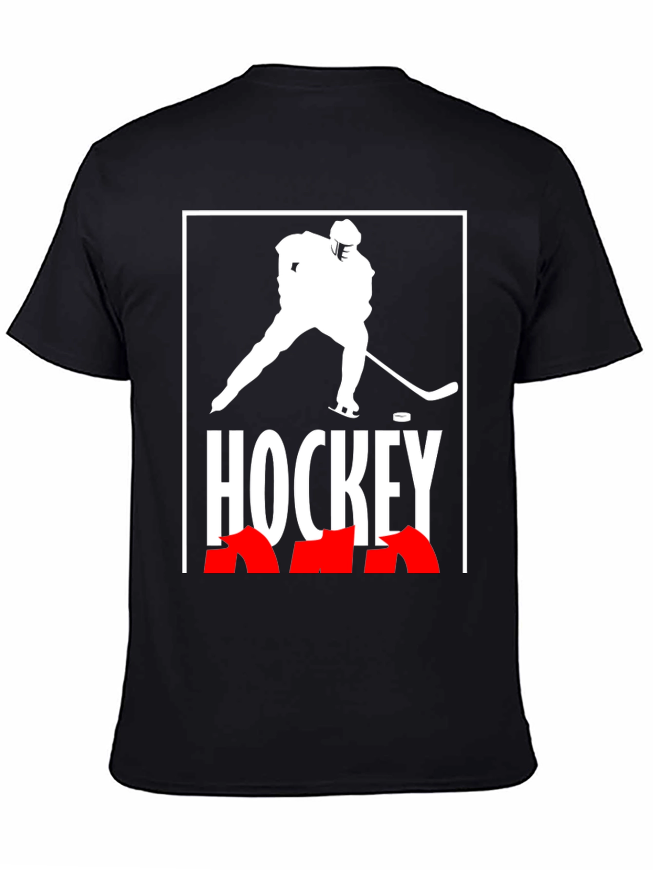 Hockey Graphic Tee - Black Cotton T-Shirt