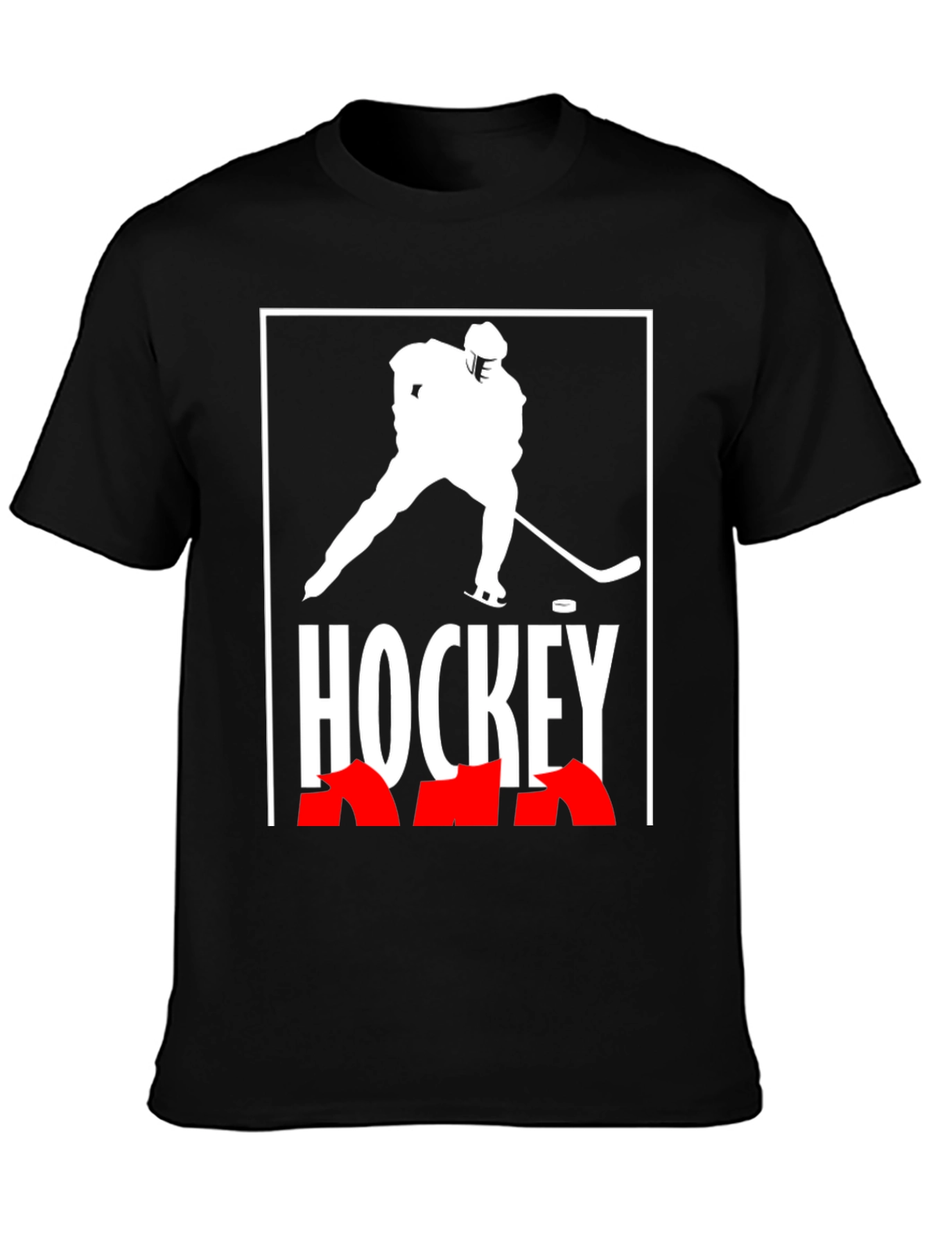 Hockey Graphic Tee - Black Cotton T-Shirt