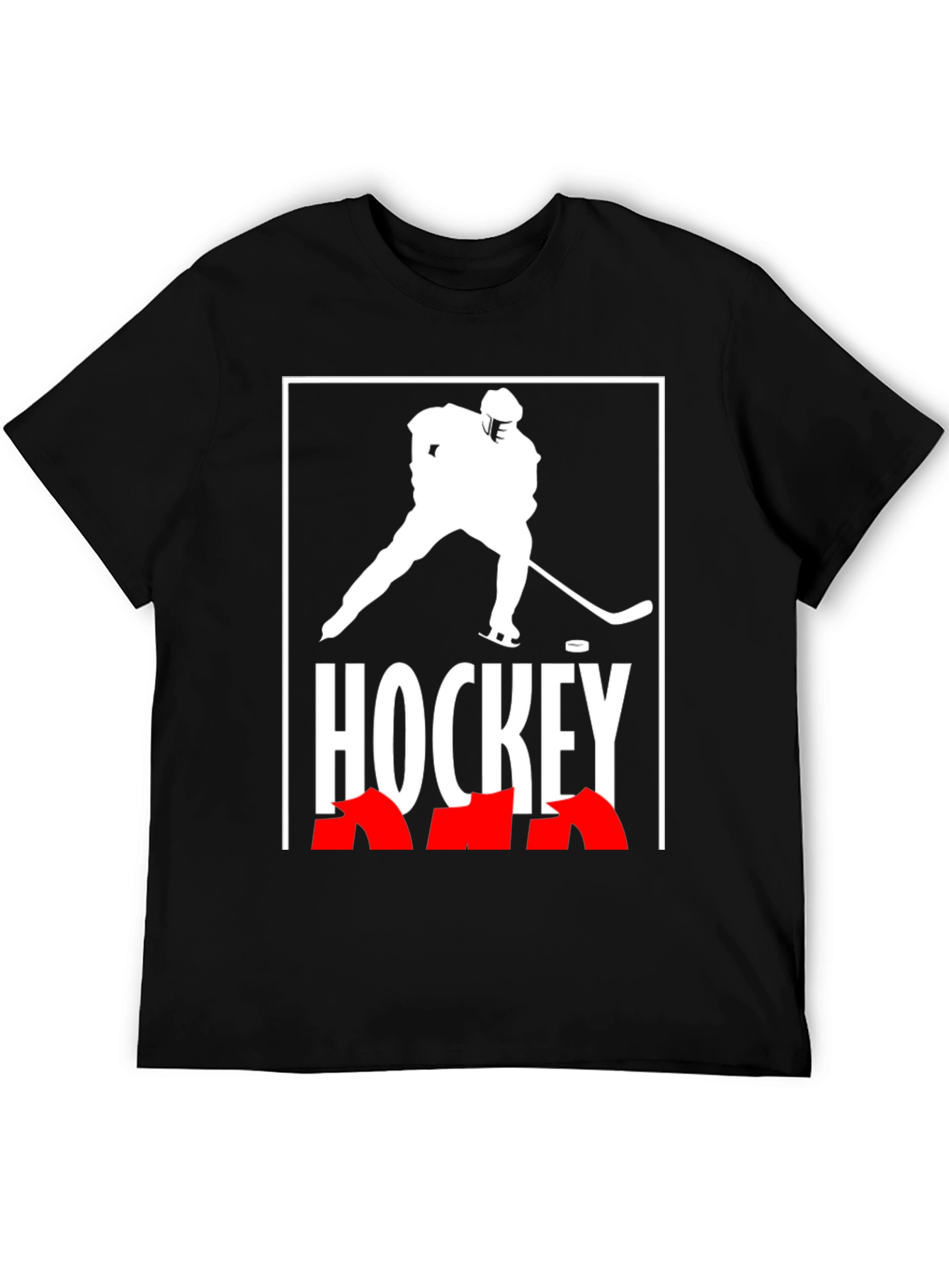 Hockey Graphic Tee - Black Cotton T-Shirt