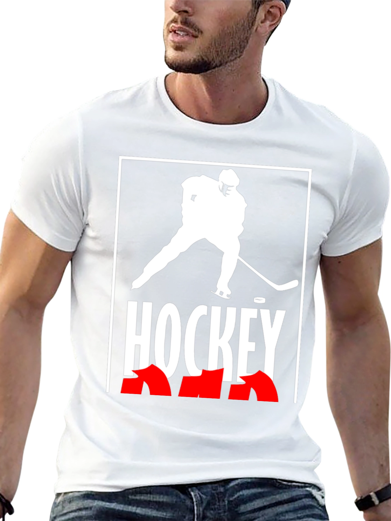 Hockey Graphic Tee - Black Cotton T-Shirt