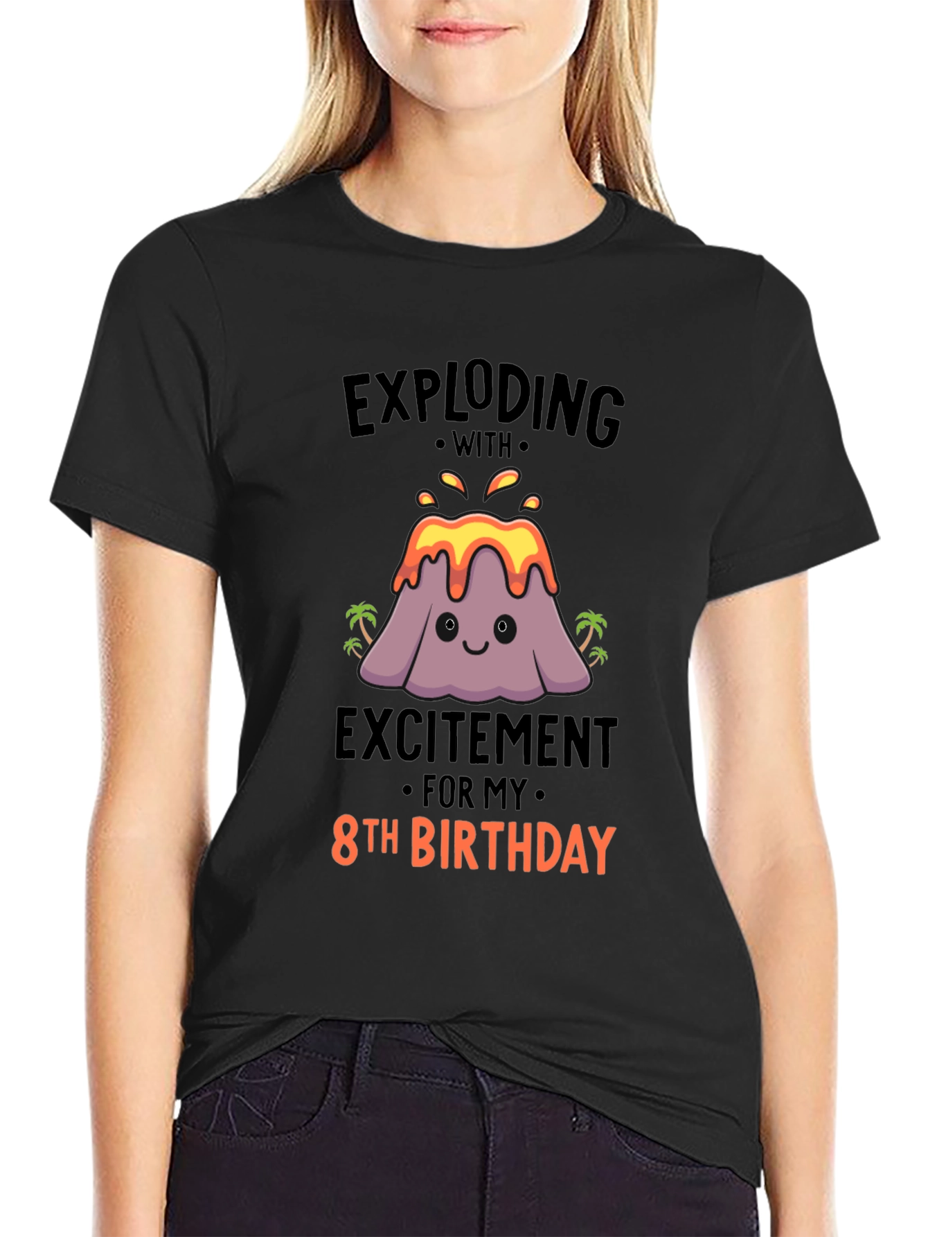 Exploding 8th Birthday T-Shirt - Volcano Theme!