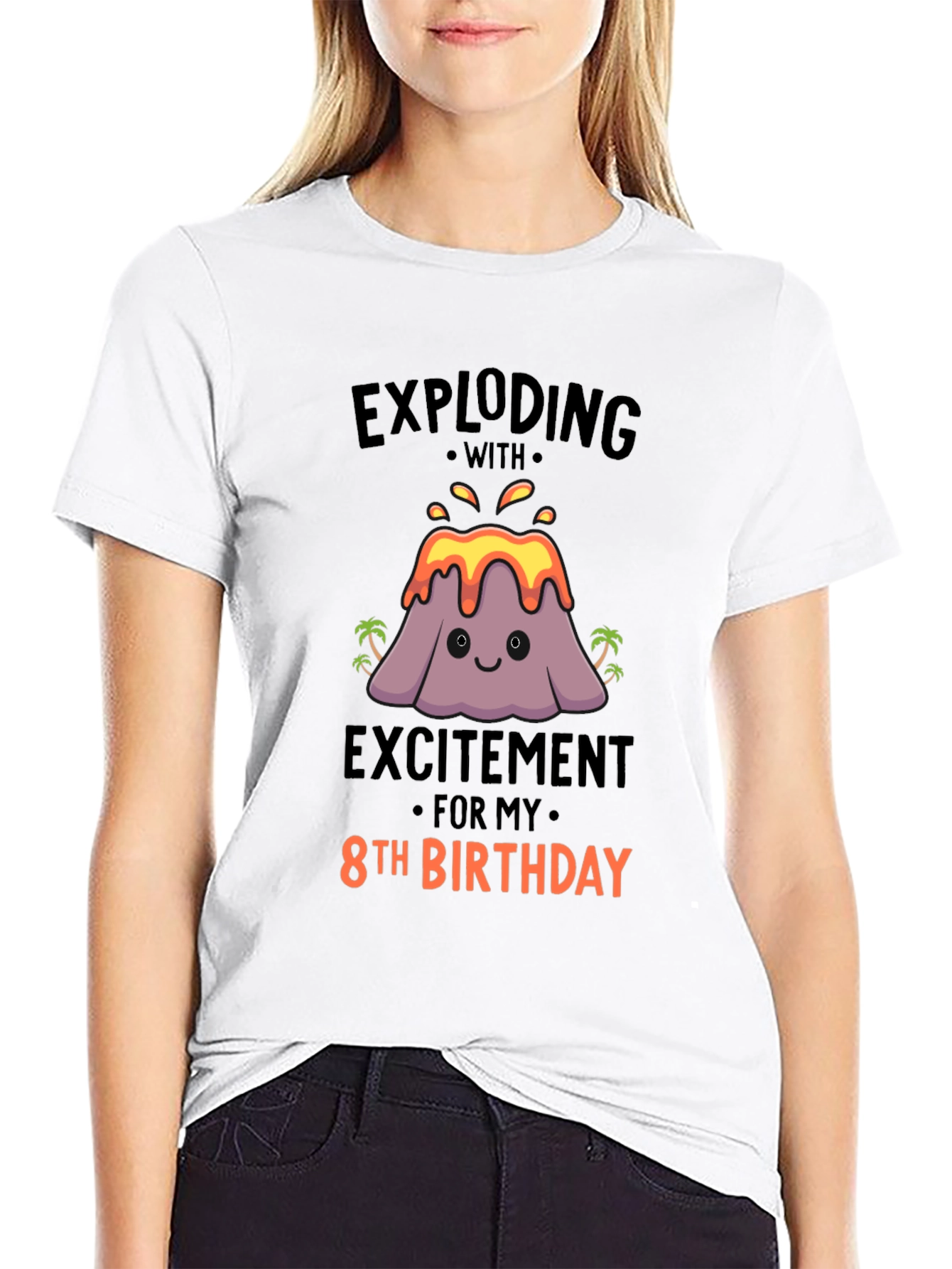 Exploding 8th Birthday T-Shirt - Volcano Theme!