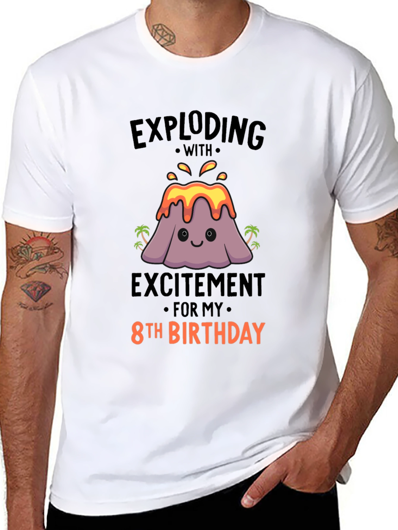 Exploding 8th Birthday T-Shirt - Volcano Theme!