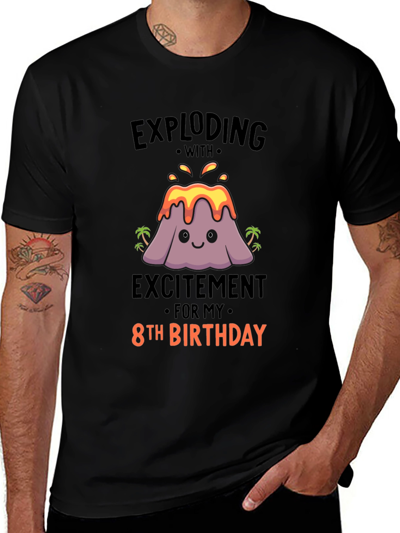 Exploding 8th Birthday T-Shirt - Volcano Theme!