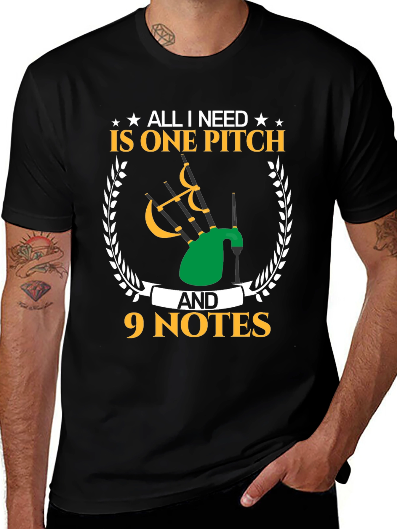 Bagpipe Musician T-Shirt - One Pitch & 9 Notes